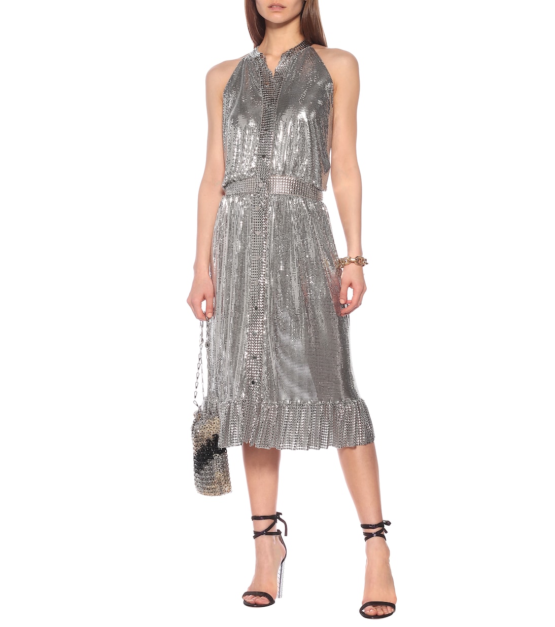 Midikleid aus Metallic-Mesh | Rabanne