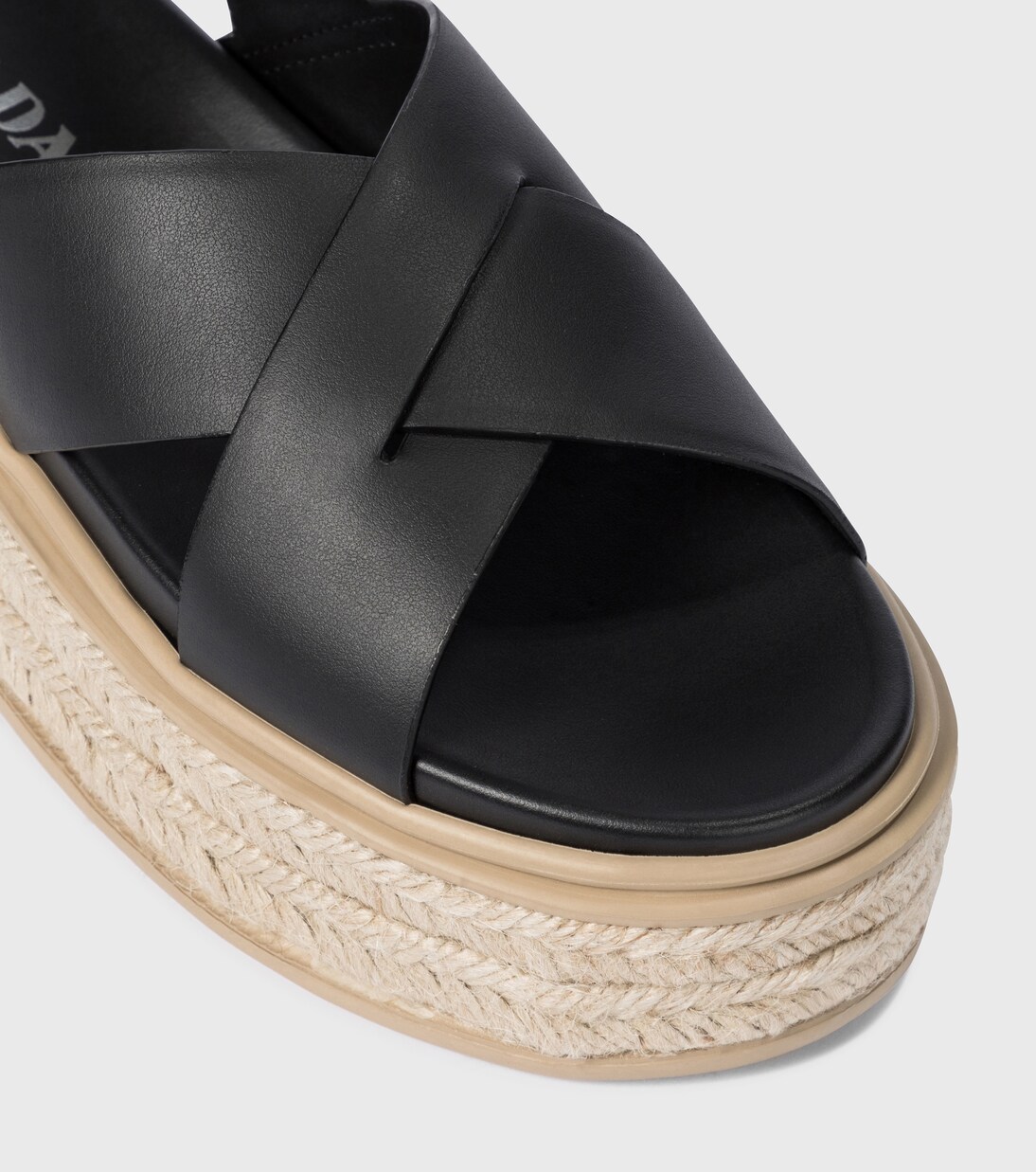 black leather platform espadrilles