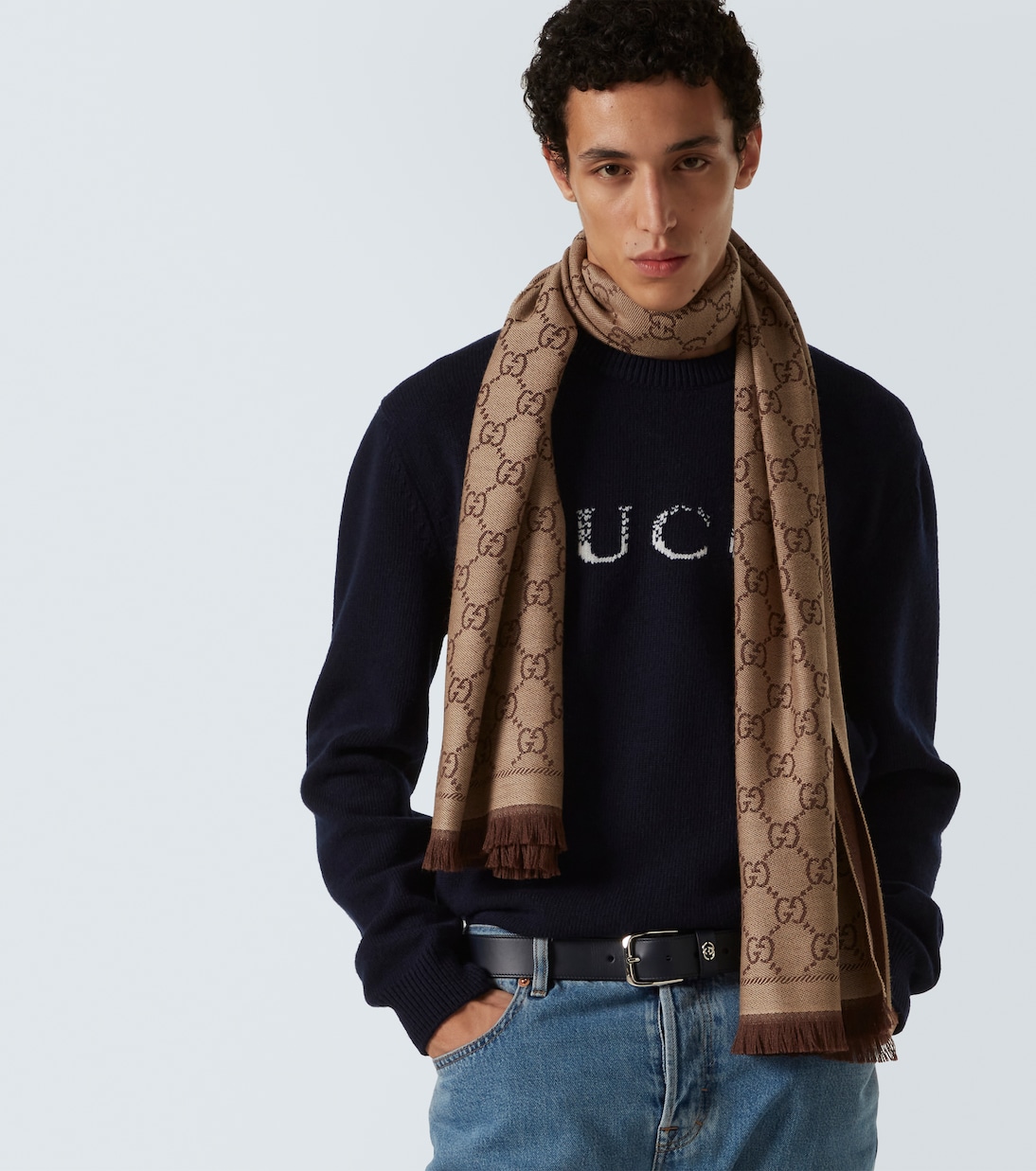 Sciarpa in lana GG jacquard | Gucci