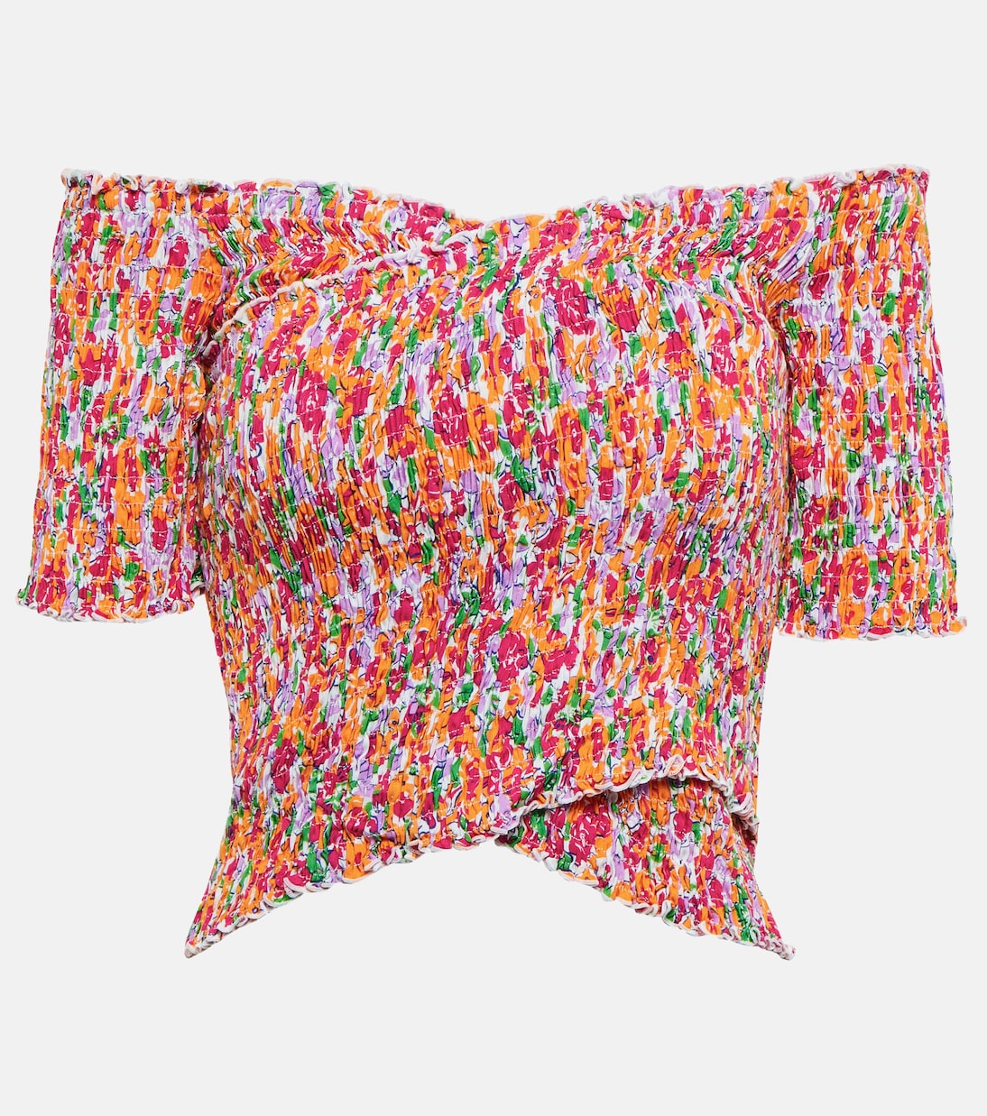 Floral off-shoulder crop top | Poupette St Barth