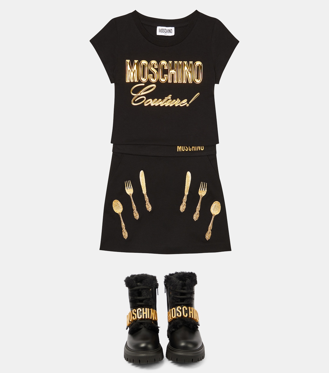 T-shirt in misto cotone con logo | Moschino Kids