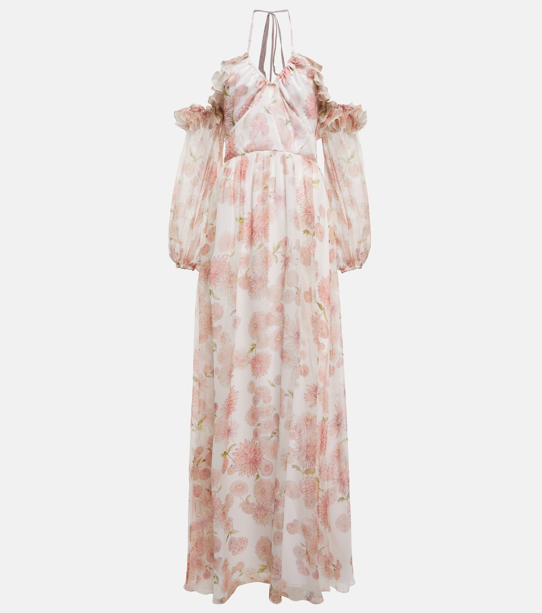 Abito lungo in seta con scollo bardot | Giambattista Valli