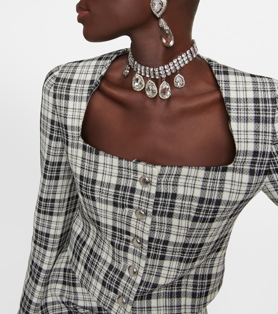 Plaid cropped wool jacket | Alessandra Rich