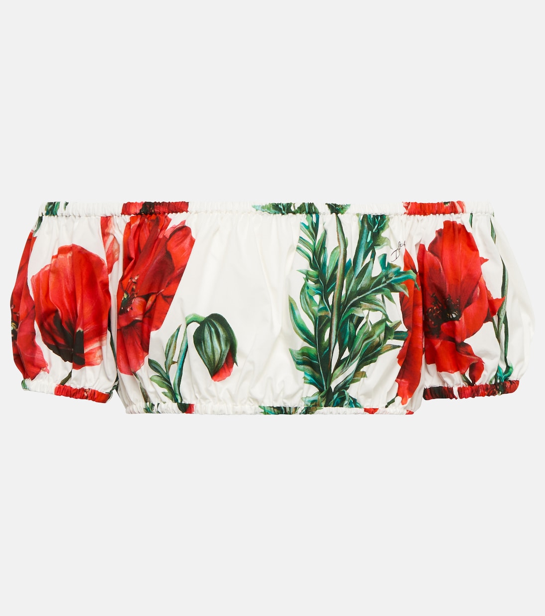 Printed cotton poplin crop top | Dolce&Gabbana