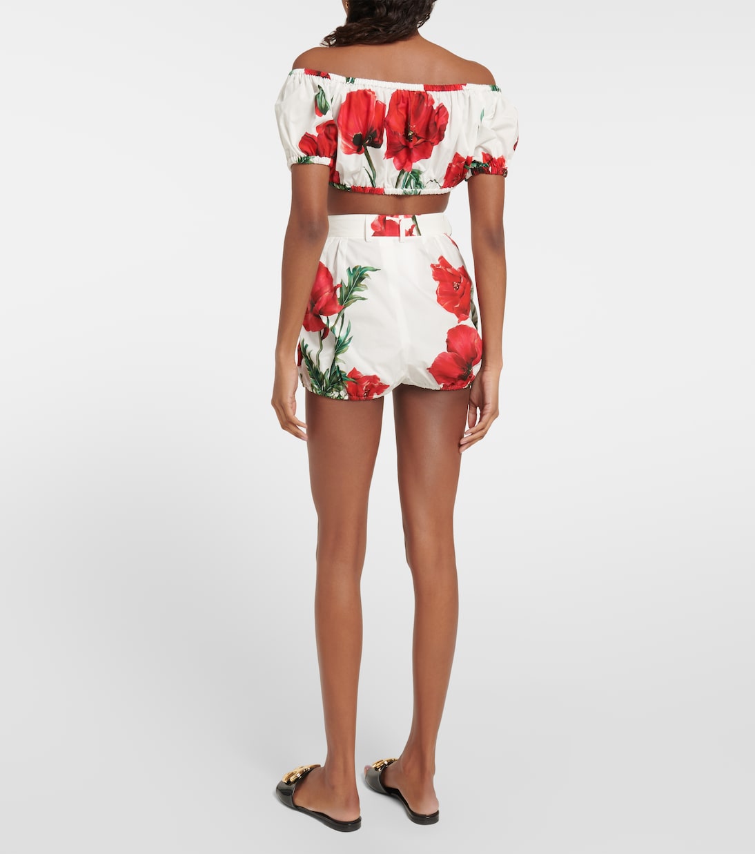 Printed cotton poplin crop top | Dolce&Gabbana