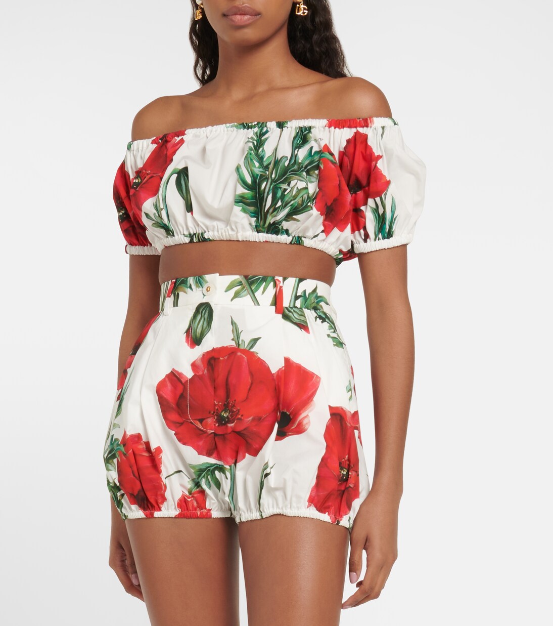 Printed cotton poplin crop top | Dolce&Gabbana