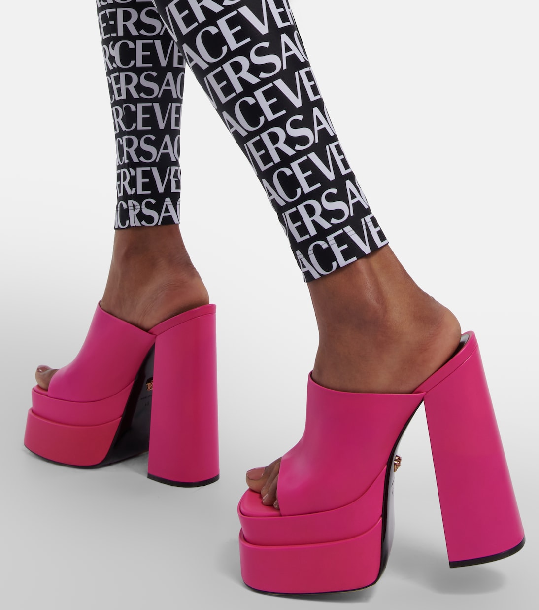 Leather platform mules | Versace