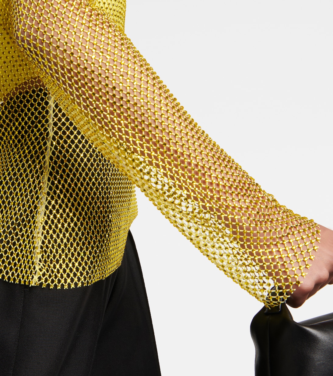 Crystal embellished mesh top in yellow Giuseppe Di Morabito Mytheresa