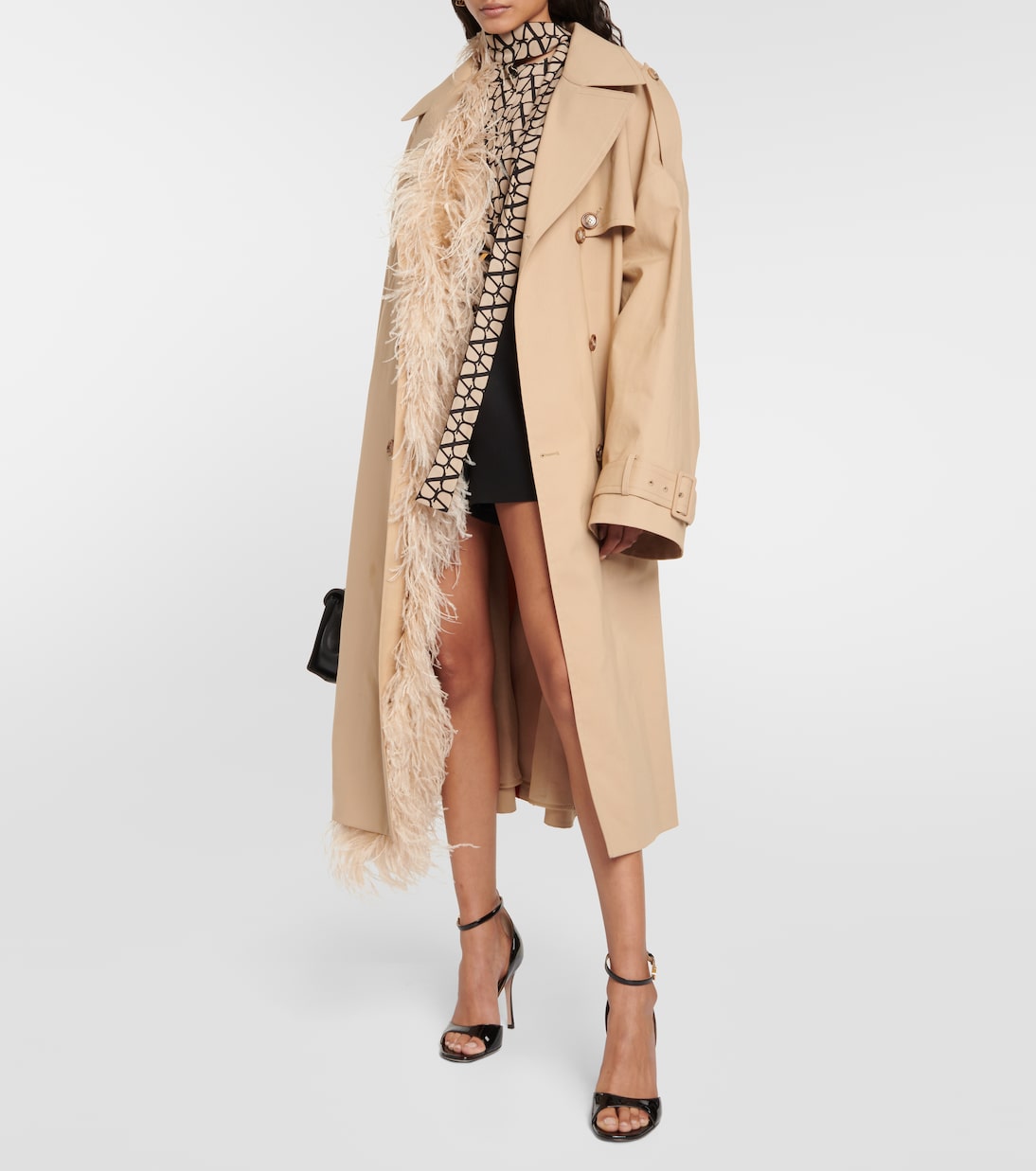 Trench in cotone con piume | Valentino