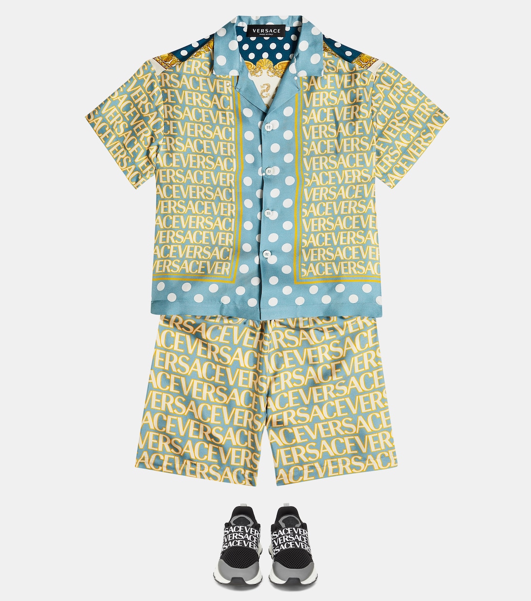 Shorts in twill di seta con logo | Versace Kids