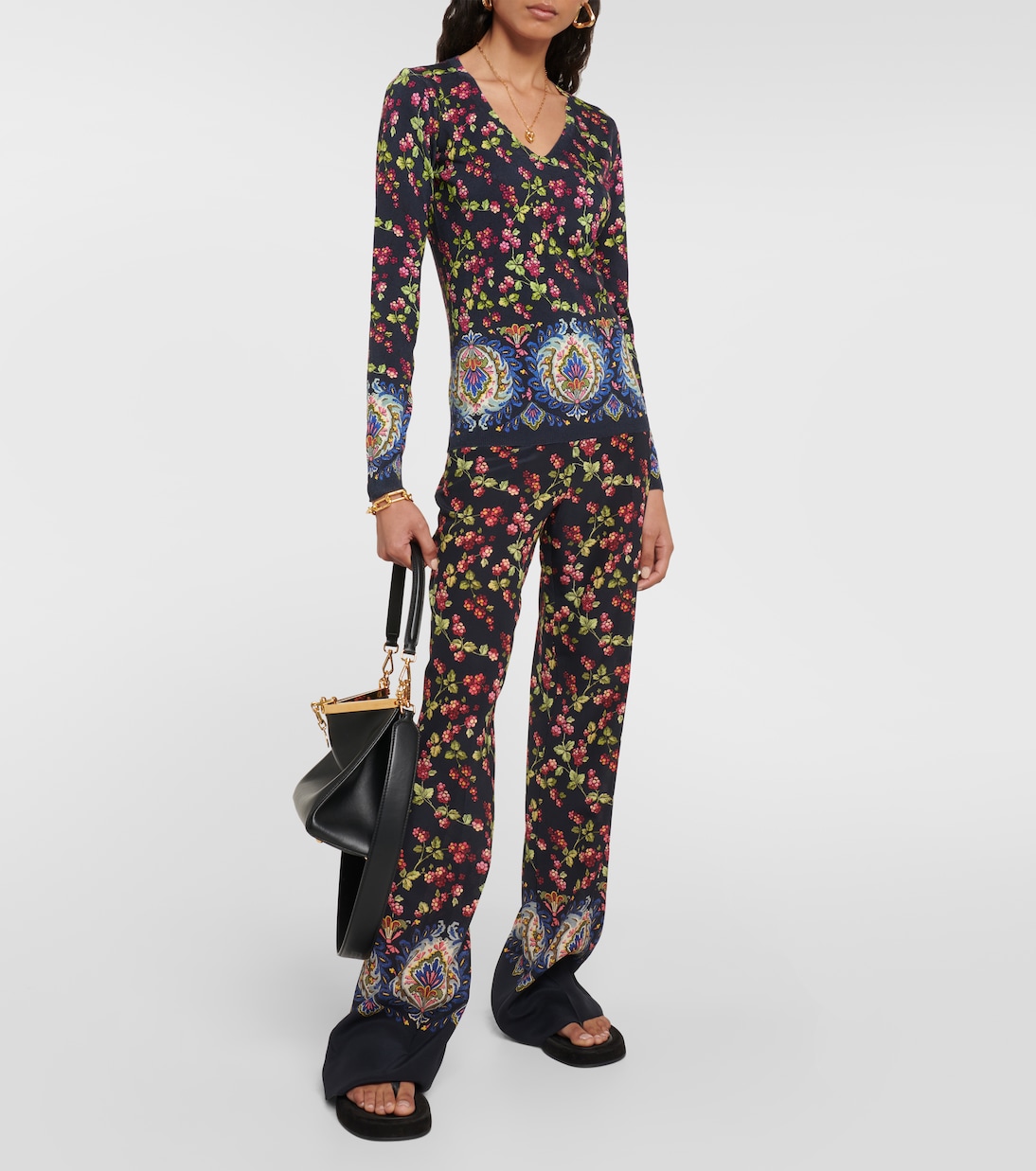 Printed high-rise silk pants | Etro