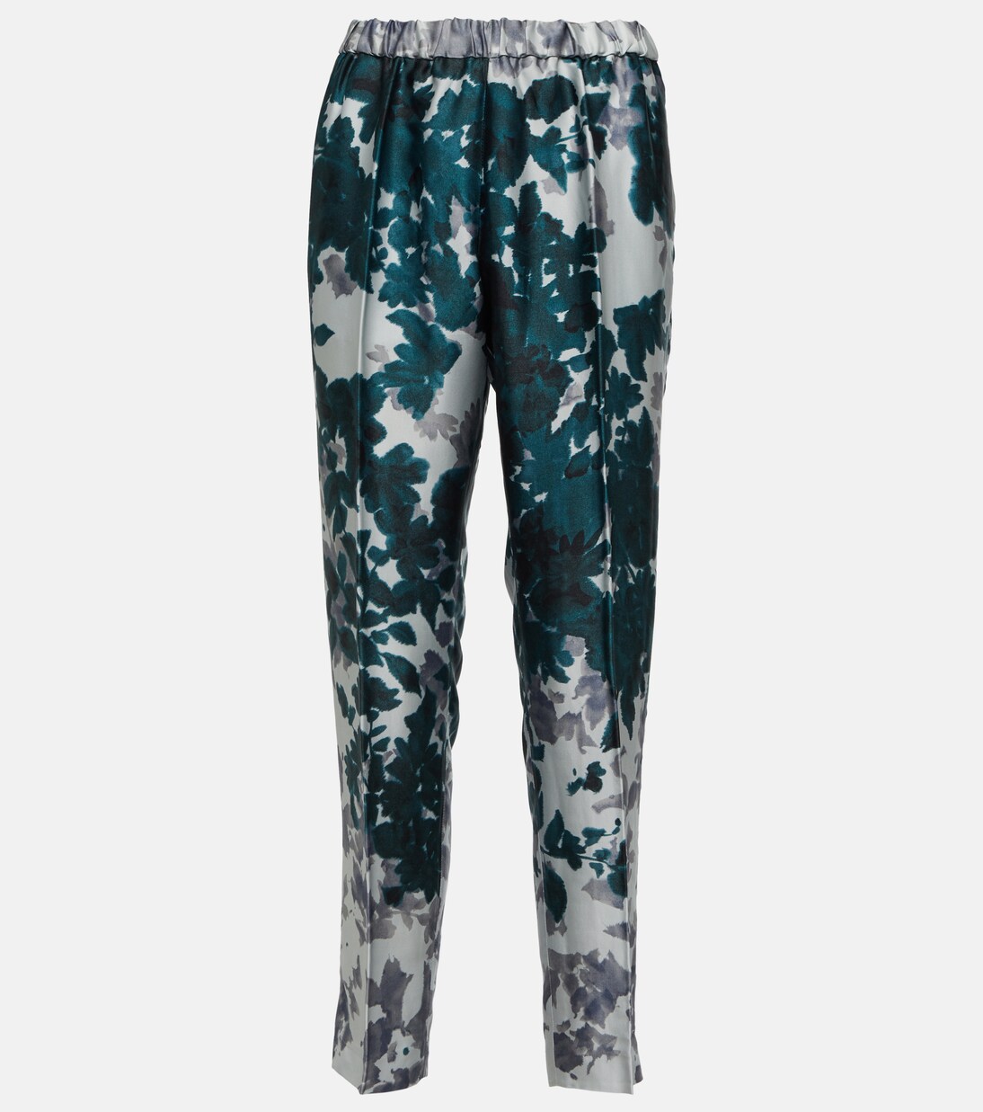 Printed tapered satin pants | Dries Van Noten