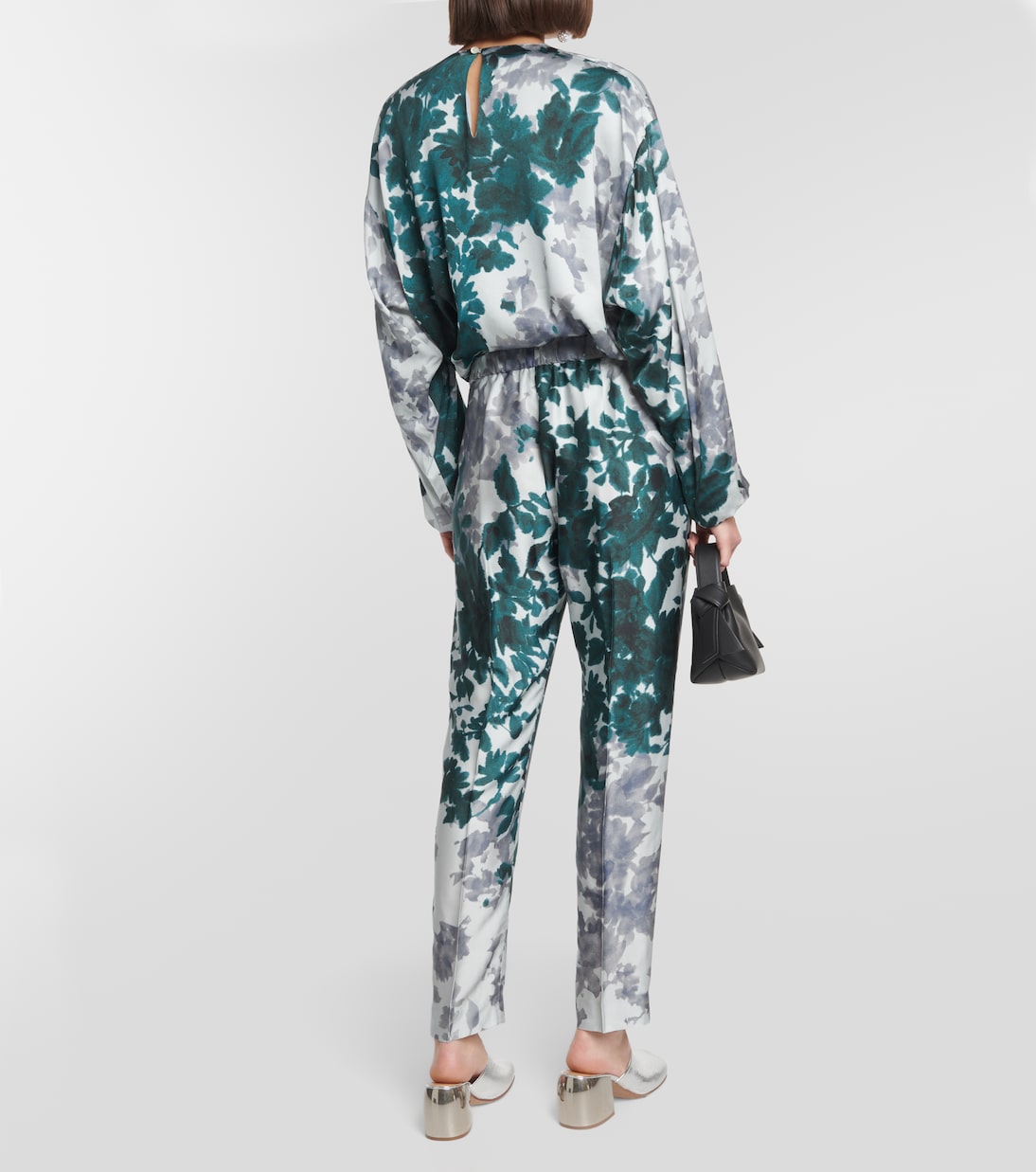 Printed tapered satin pants | Dries Van Noten