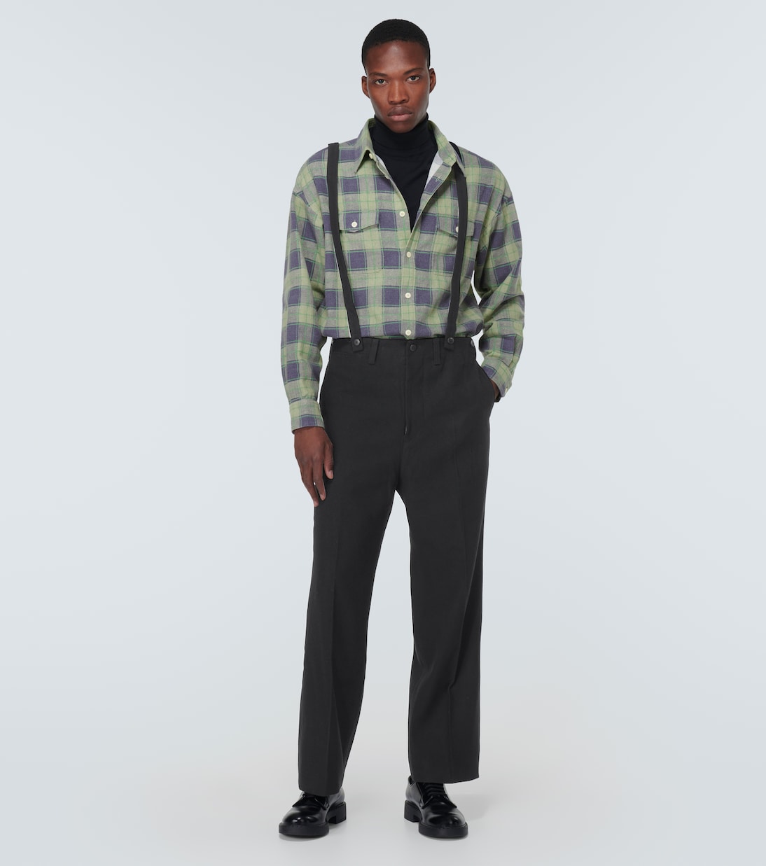 Tupper wool and linen pants with suspenders | Visvim
