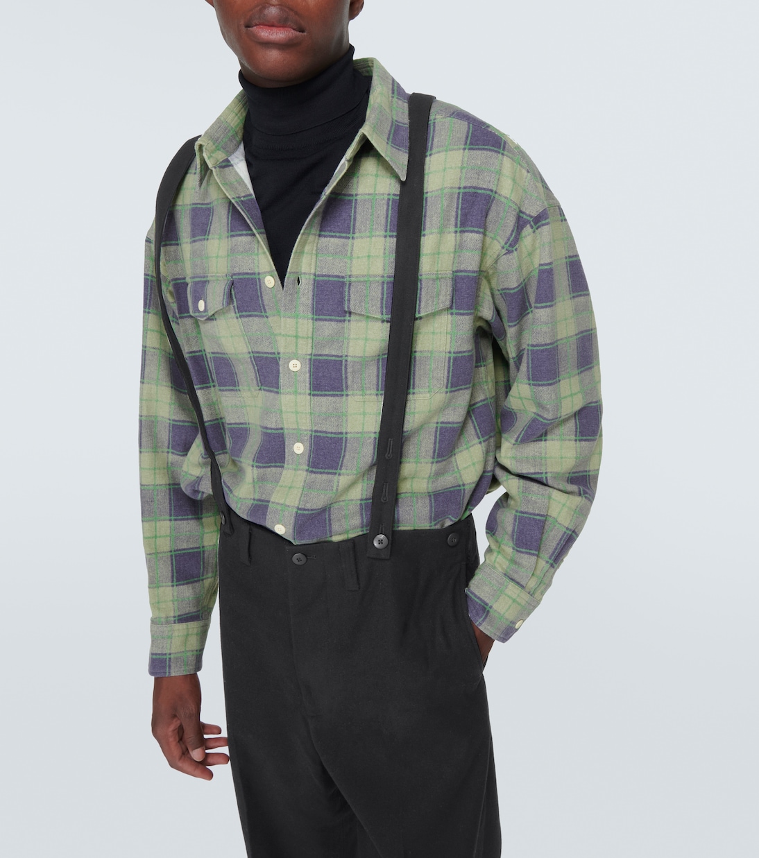 Tupper wool and linen pants with suspenders | Visvim