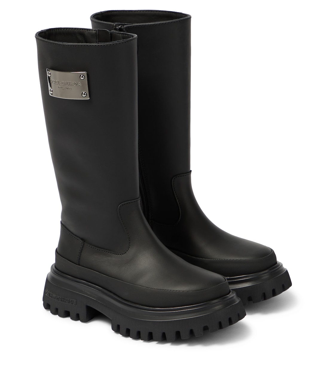 Leather-trimmed knee-high boots | Dolce&Gabbana Kids
