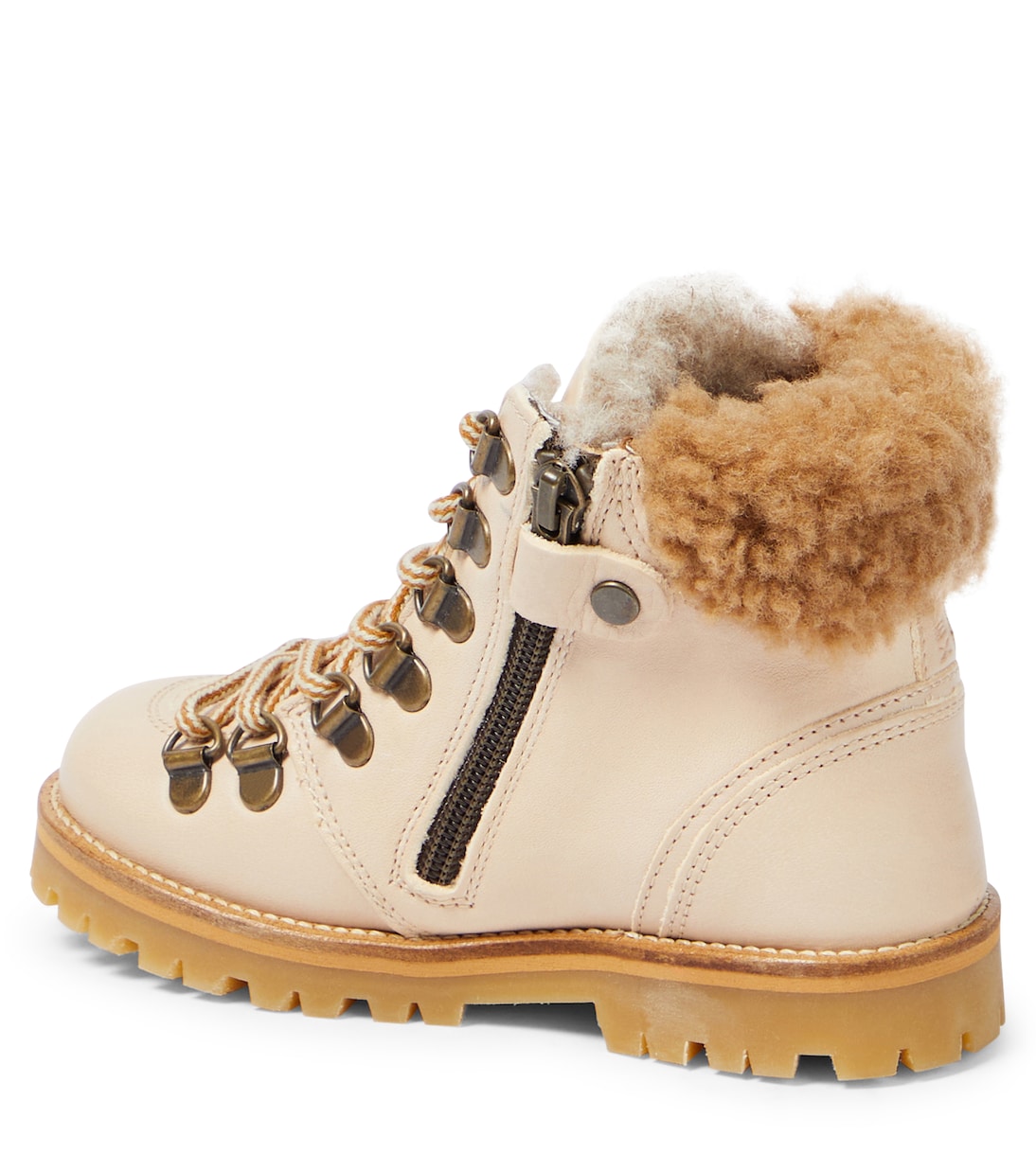 Shearling-trimmed leather booties | Petit Nord
