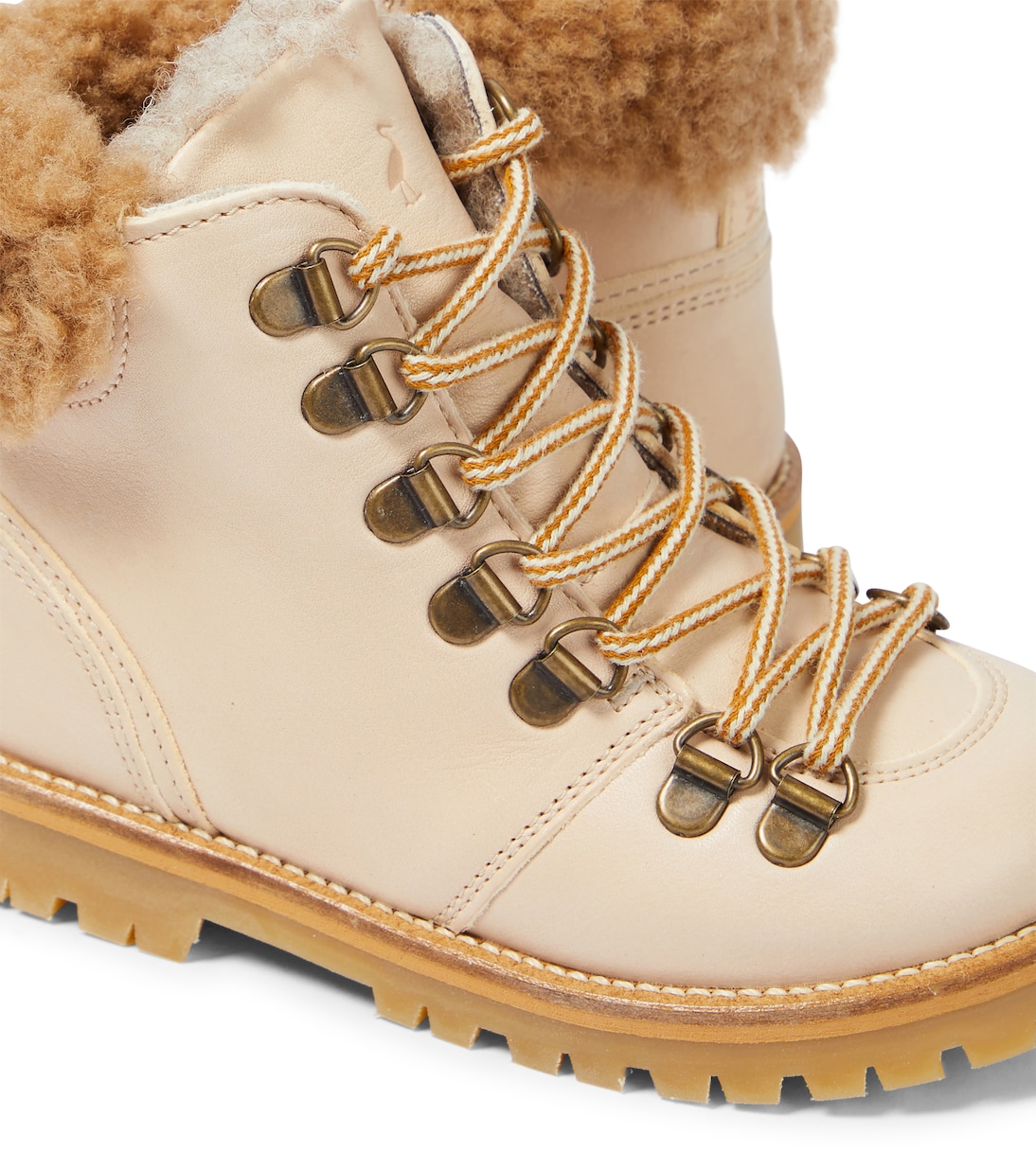 Shearling-trimmed leather booties | Petit Nord