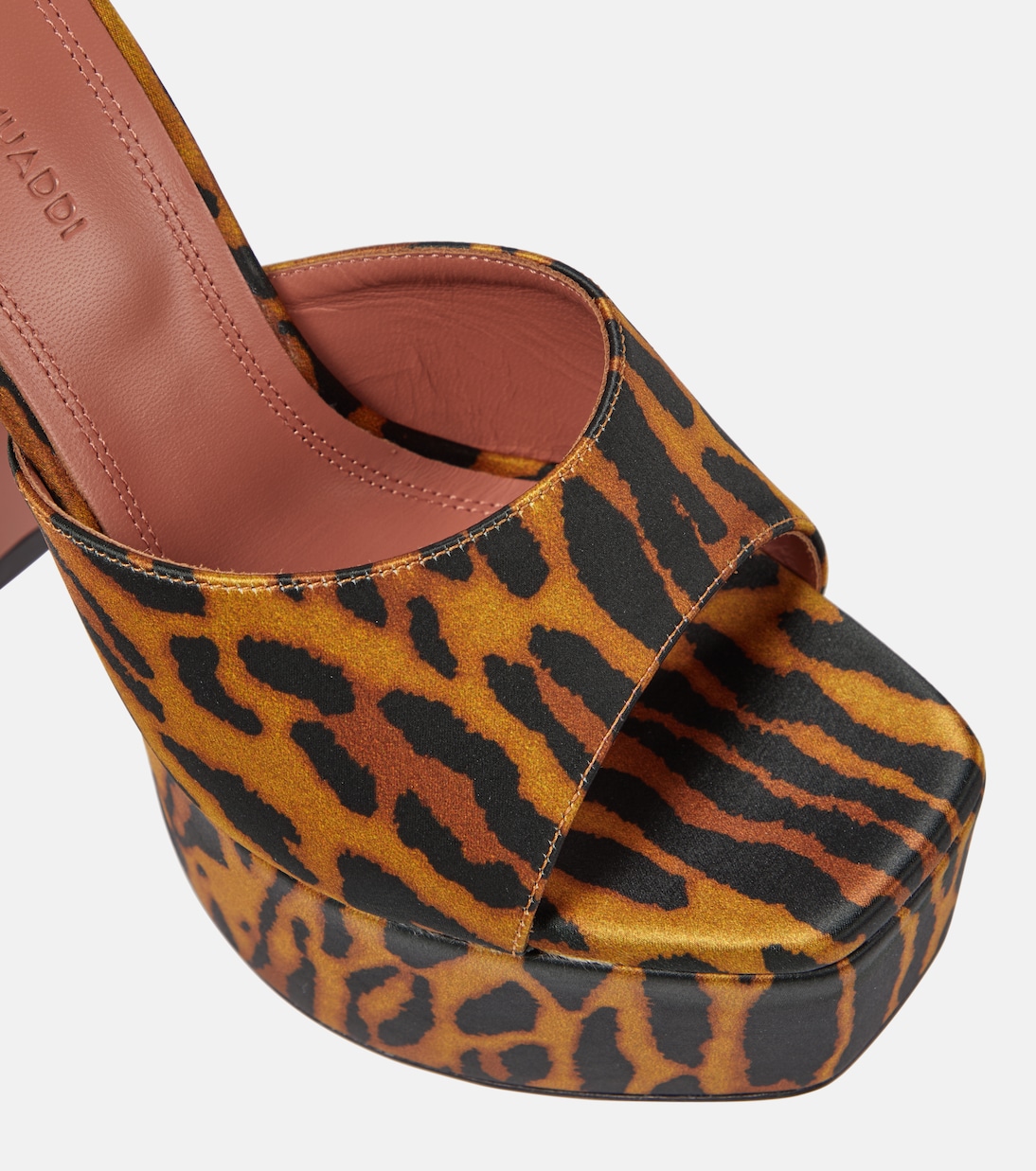 Dalida leopard-print satin platform mules | Amina Muaddi