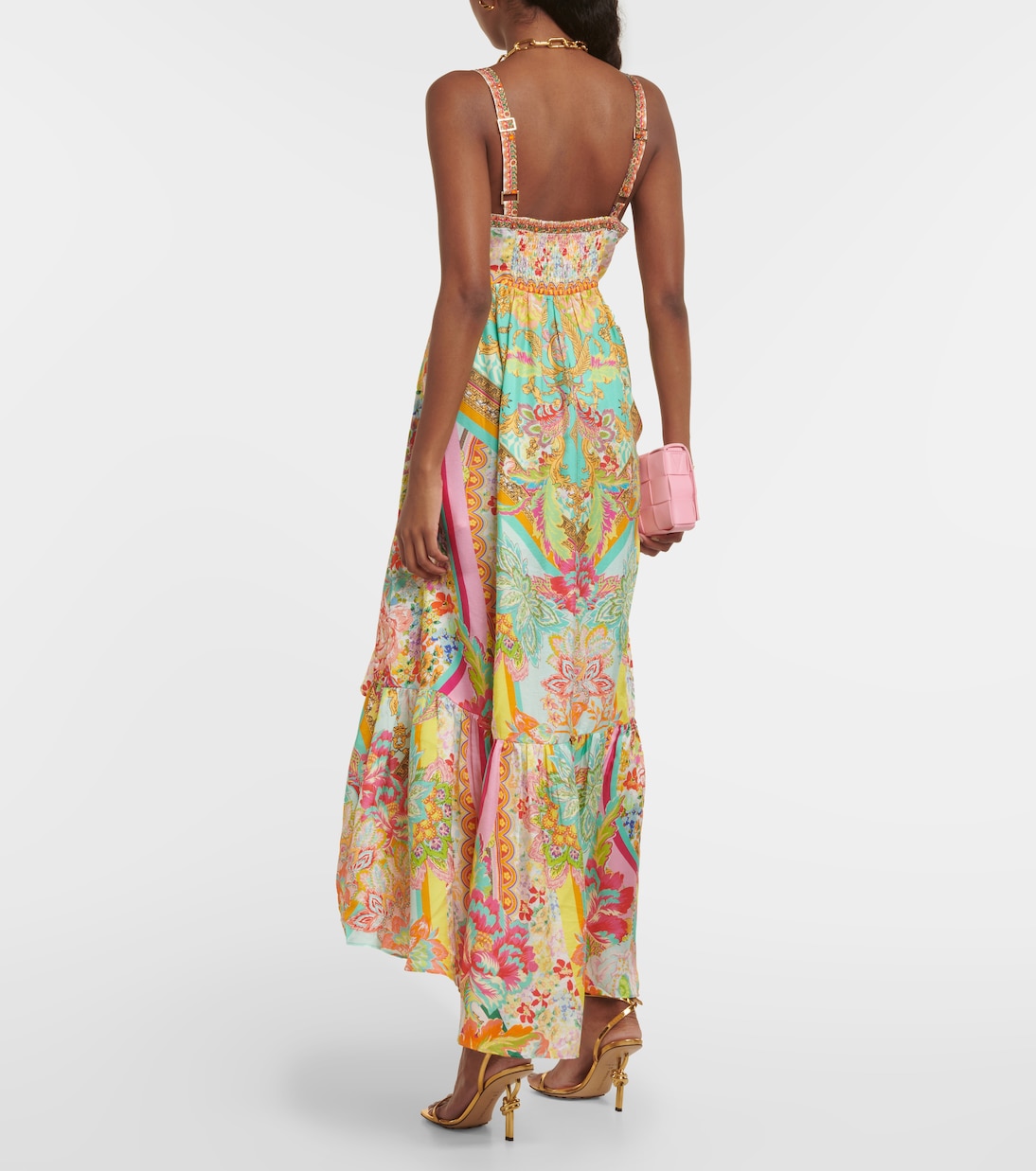 Vestido midi de seda con volante | Camilla