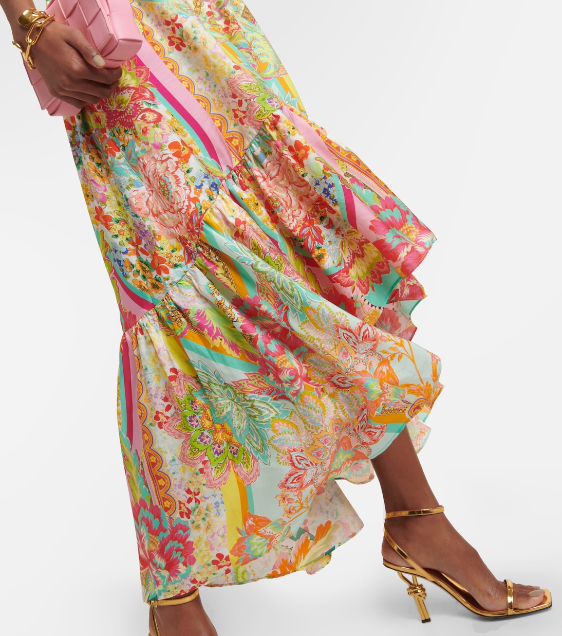 Vestido midi de seda con volante | Camilla