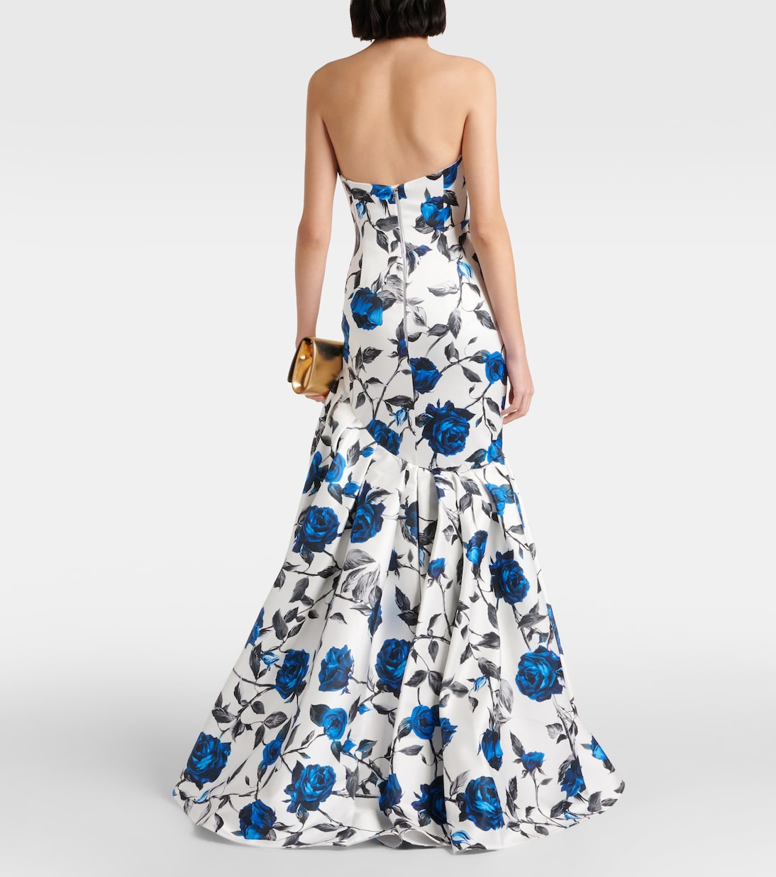 Draped floral satin gown | Rasario