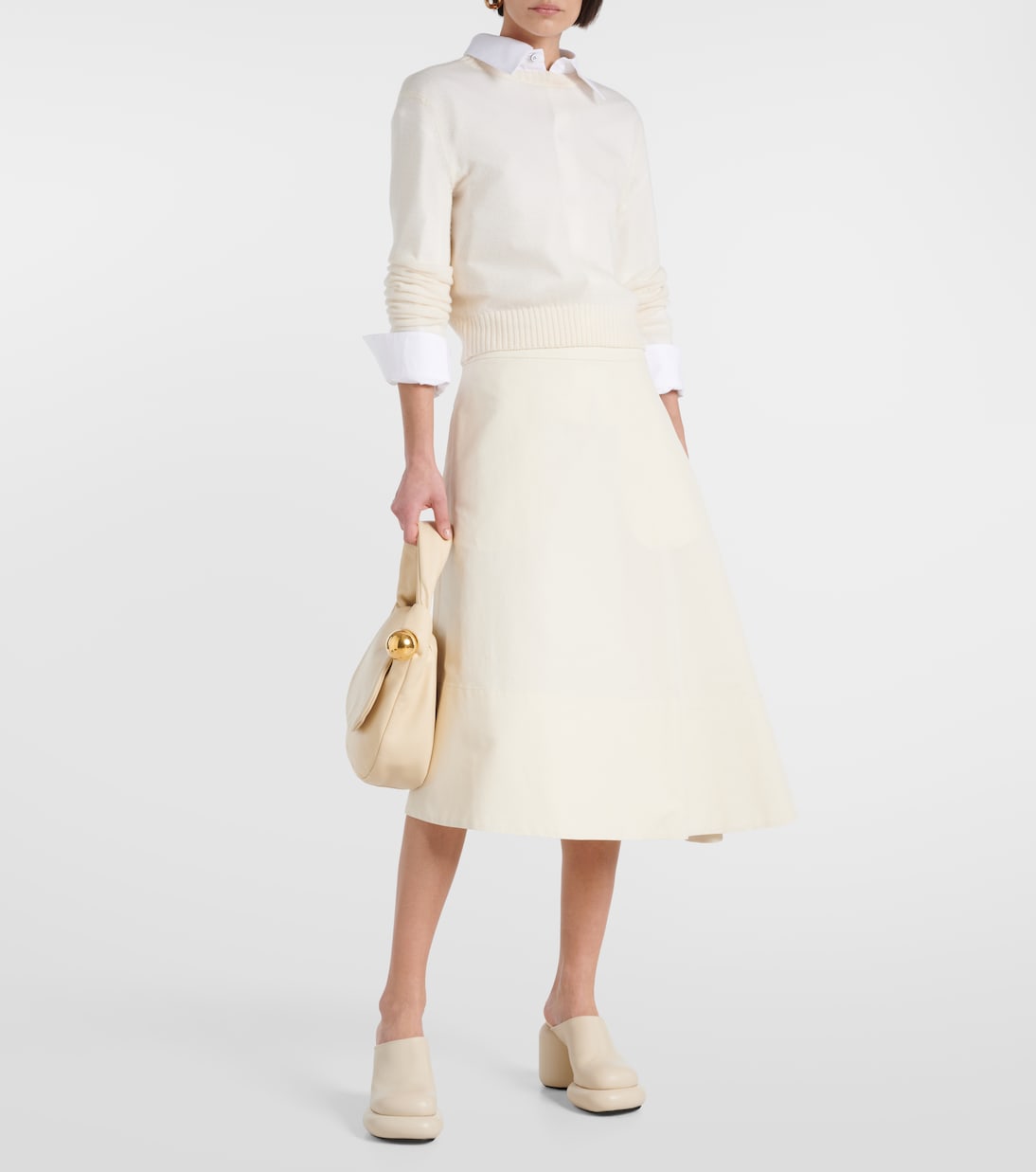 Gonna midi asimmetrica in cotone | Jil Sander