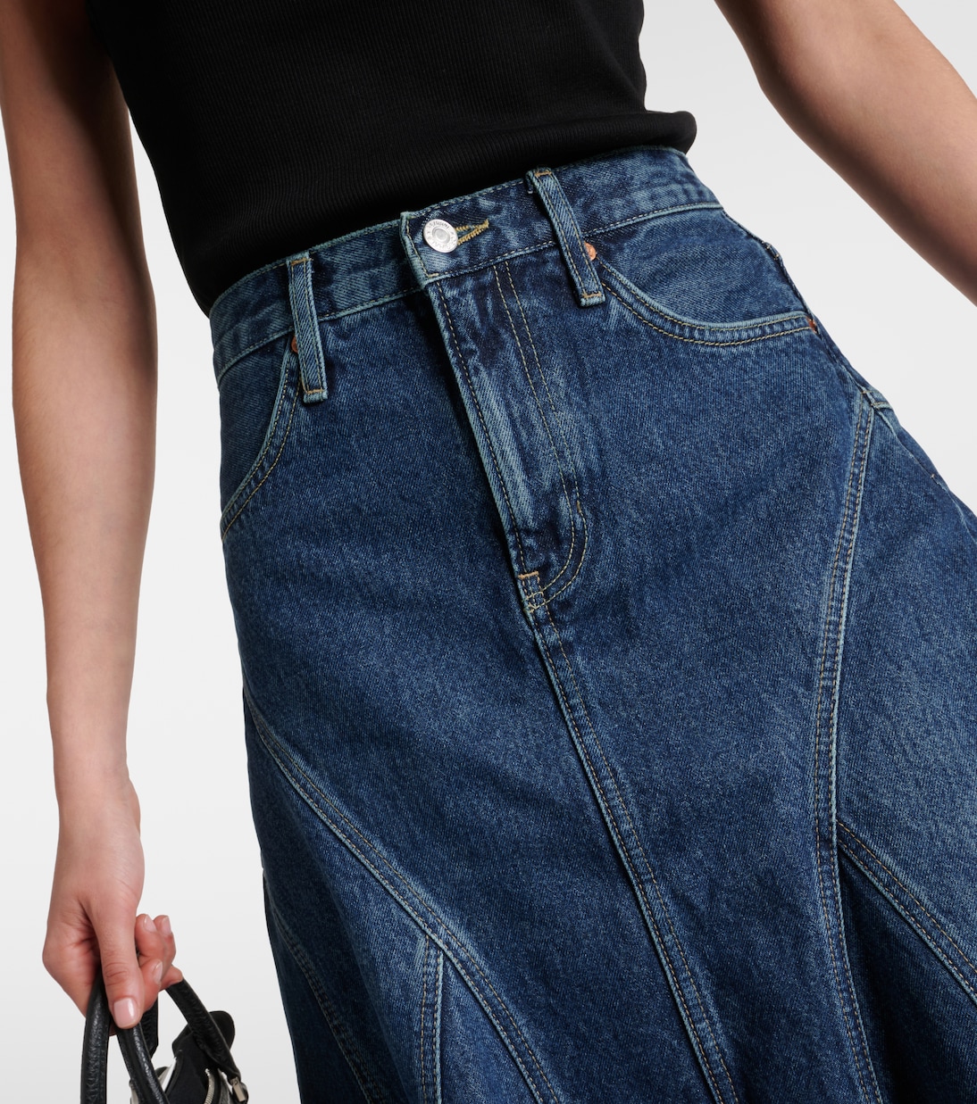 Pleated denim midi skirt | Re/Done