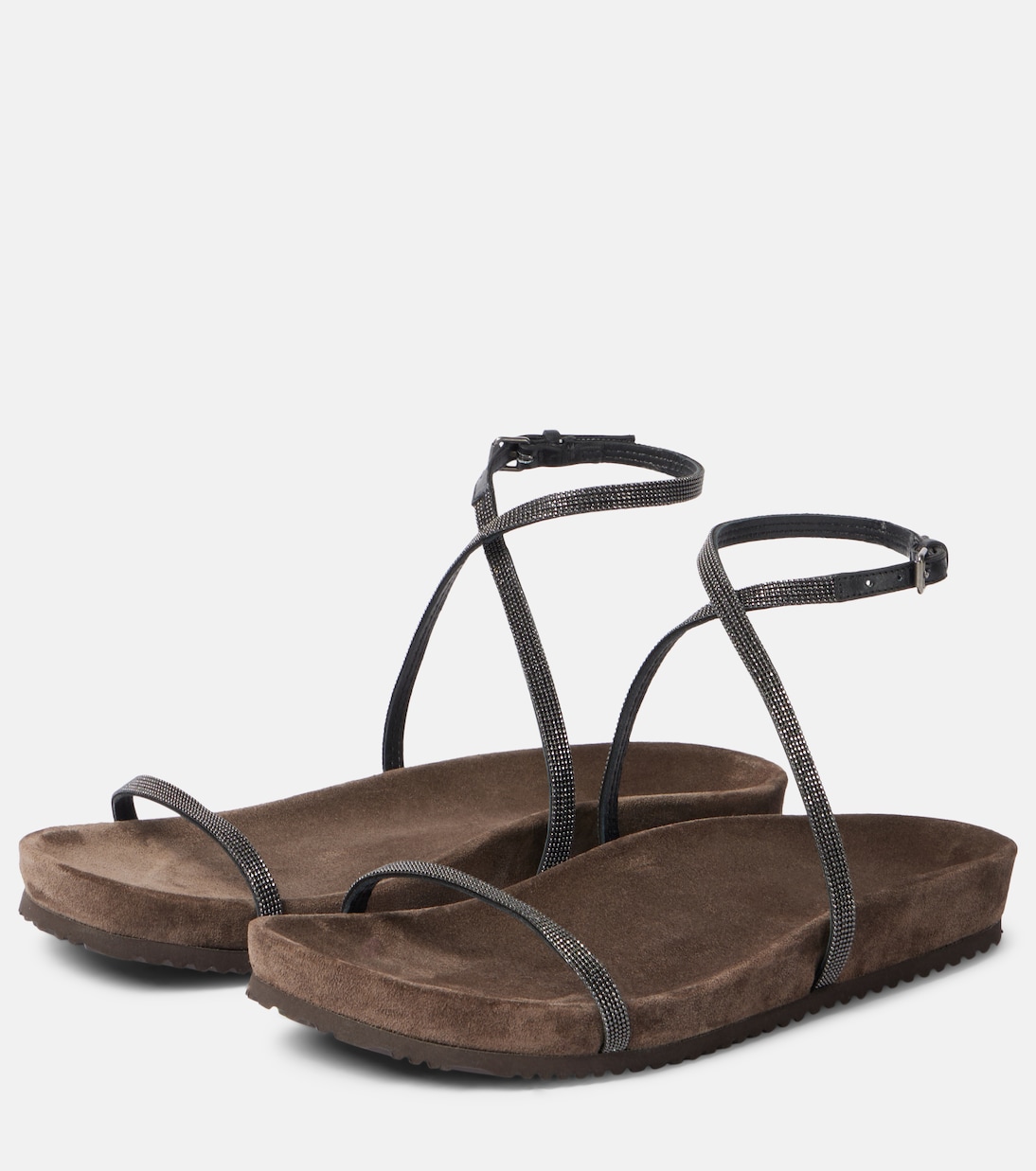 Sandali in pelle con monili | Brunello Cucinelli