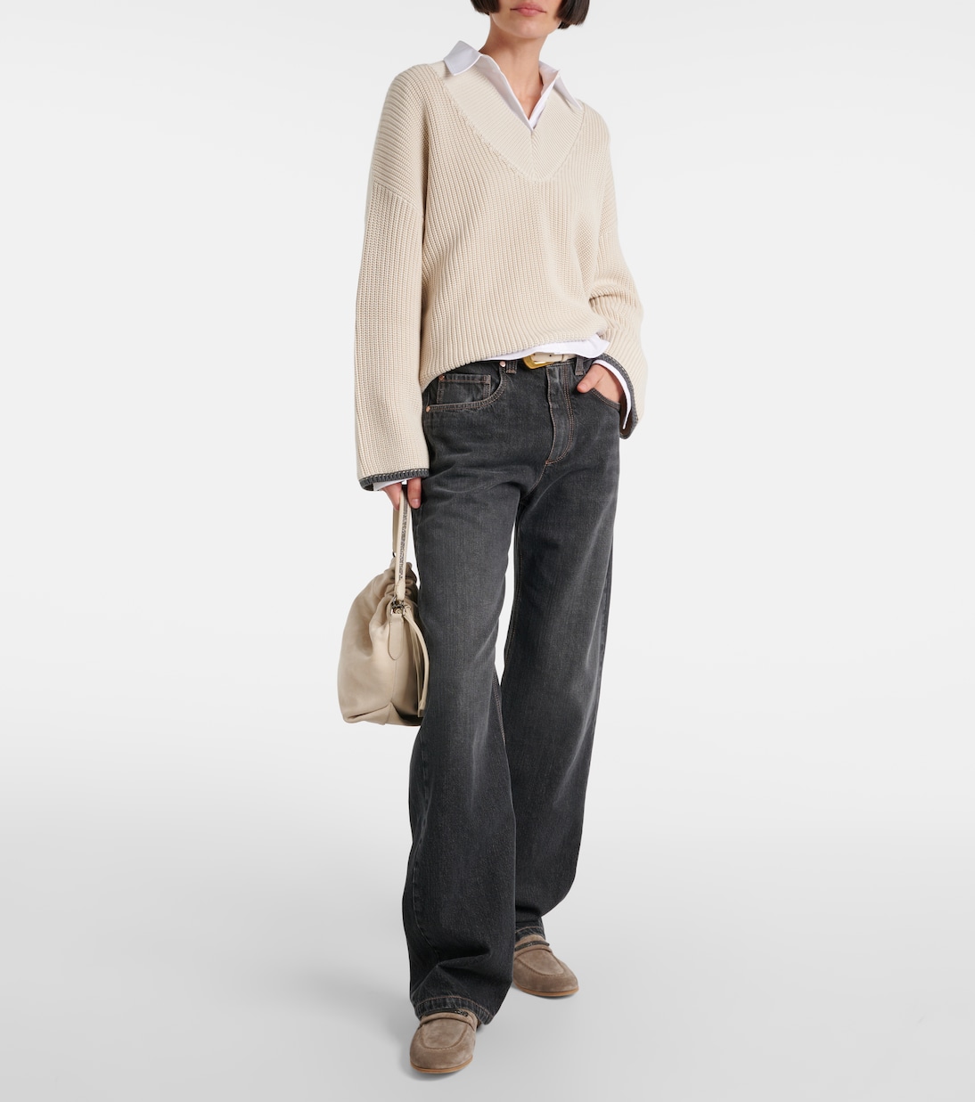 Jean ample à taille mi-haute | Brunello Cucinelli