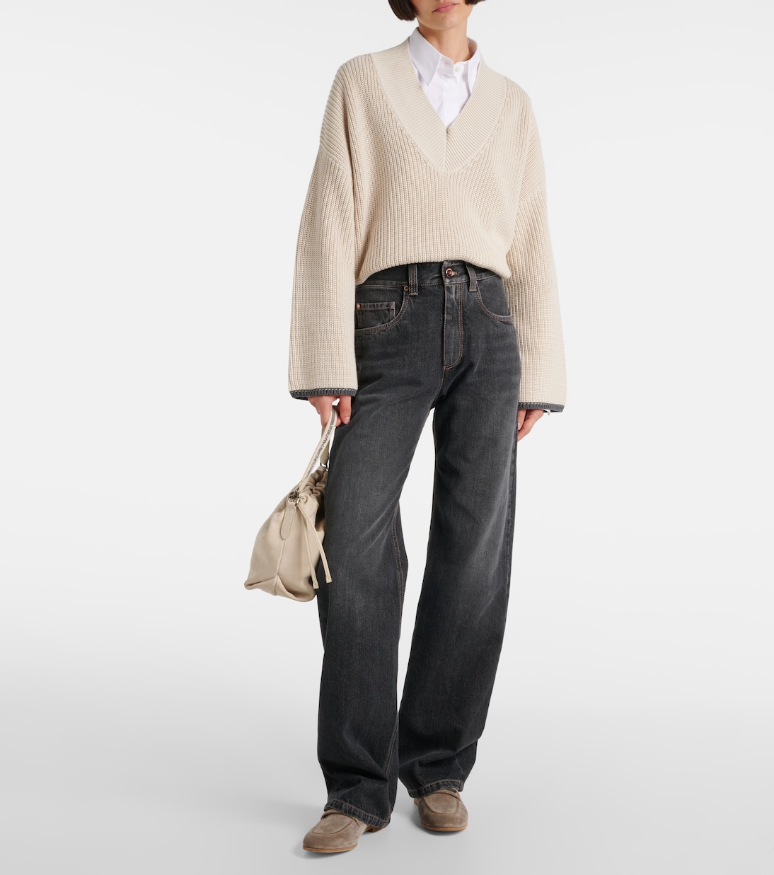 Jean ample à taille mi-haute | Brunello Cucinelli