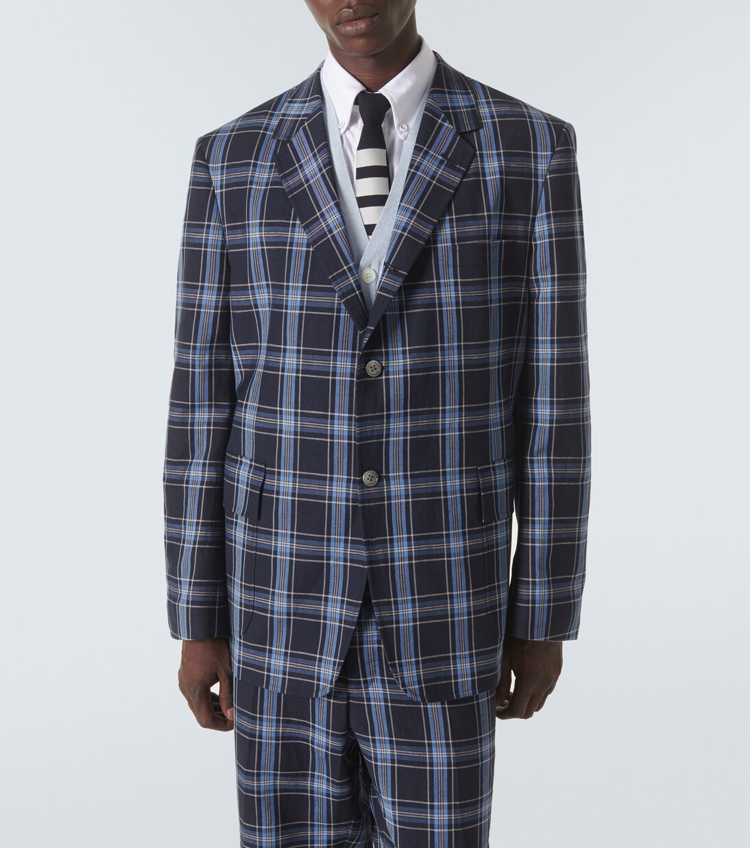 Checked wool and linen blazer | Thom Browne