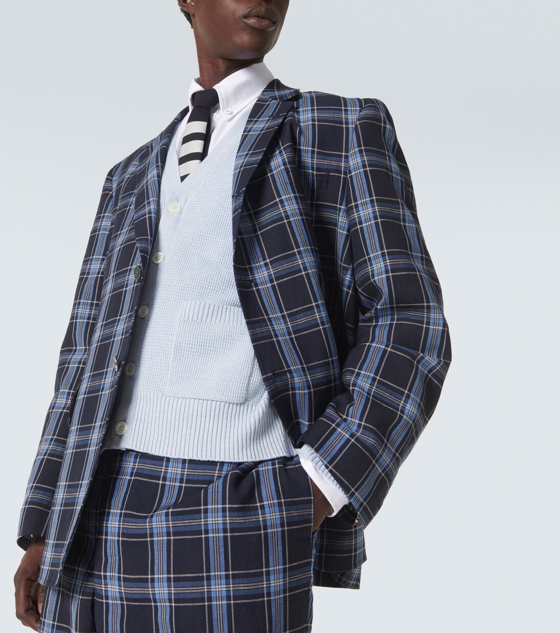 Checked wool and linen blazer | Thom Browne