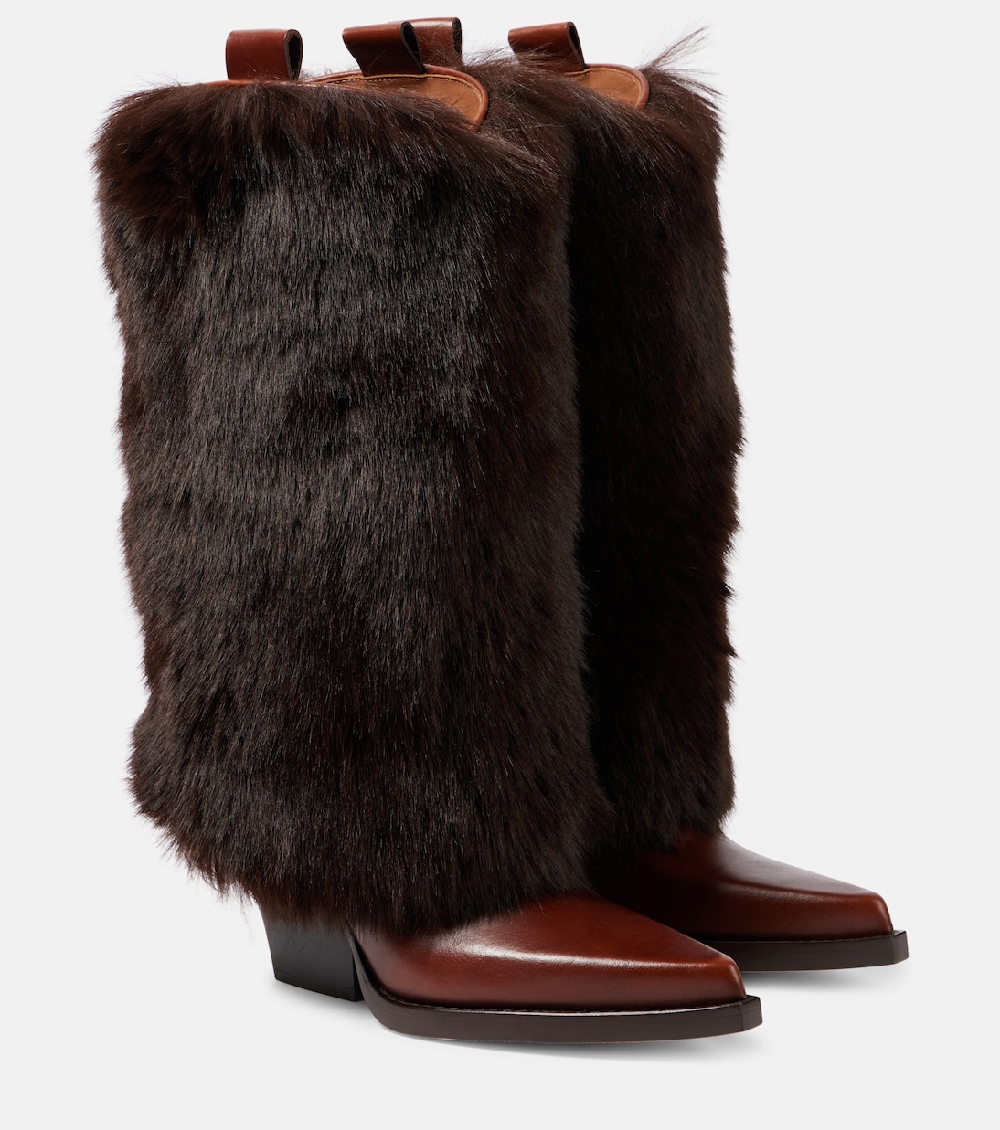 Faux fur and leather knee-high boots | Paris Texas