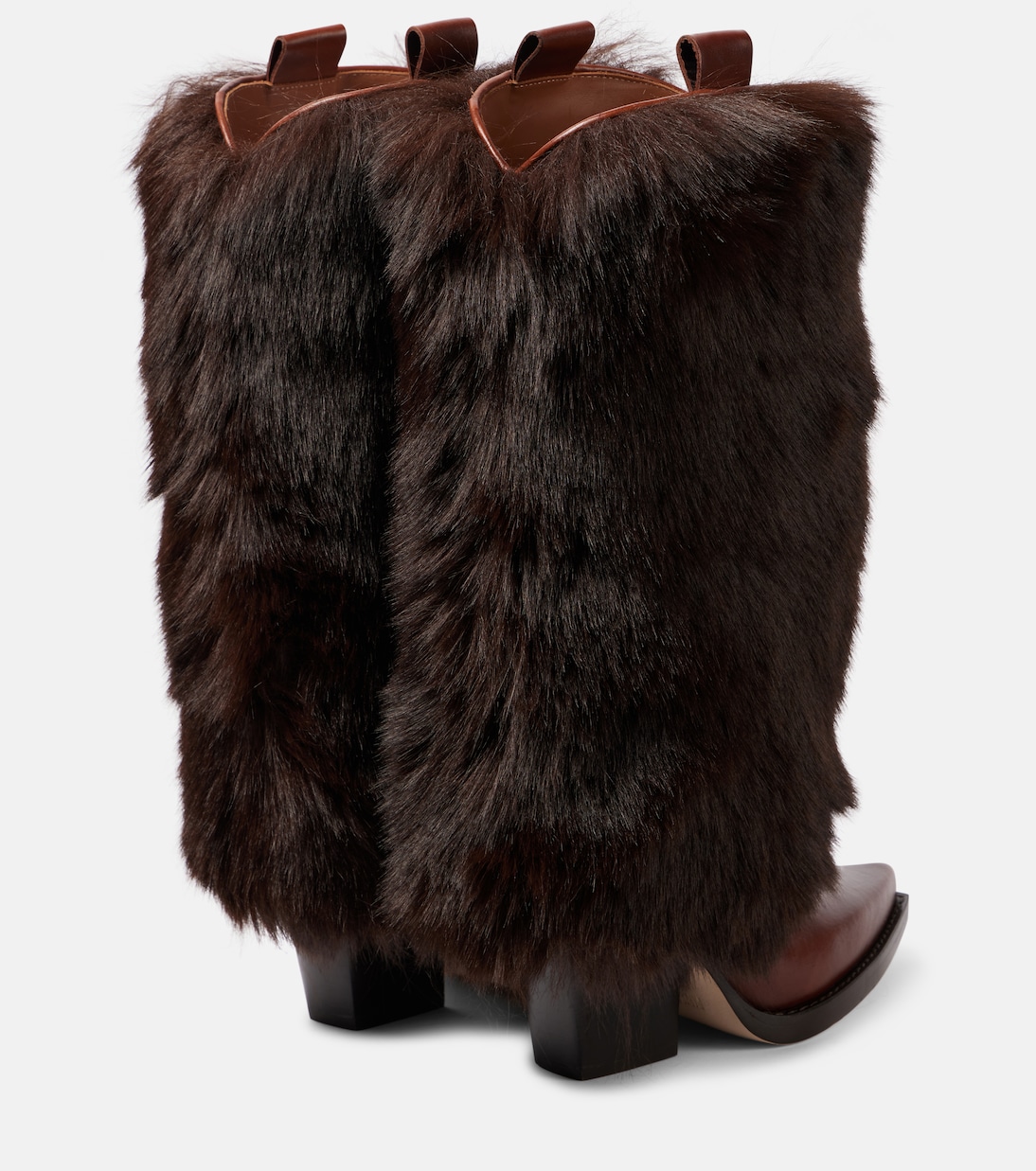 Faux fur and leather knee-high boots | Paris Texas