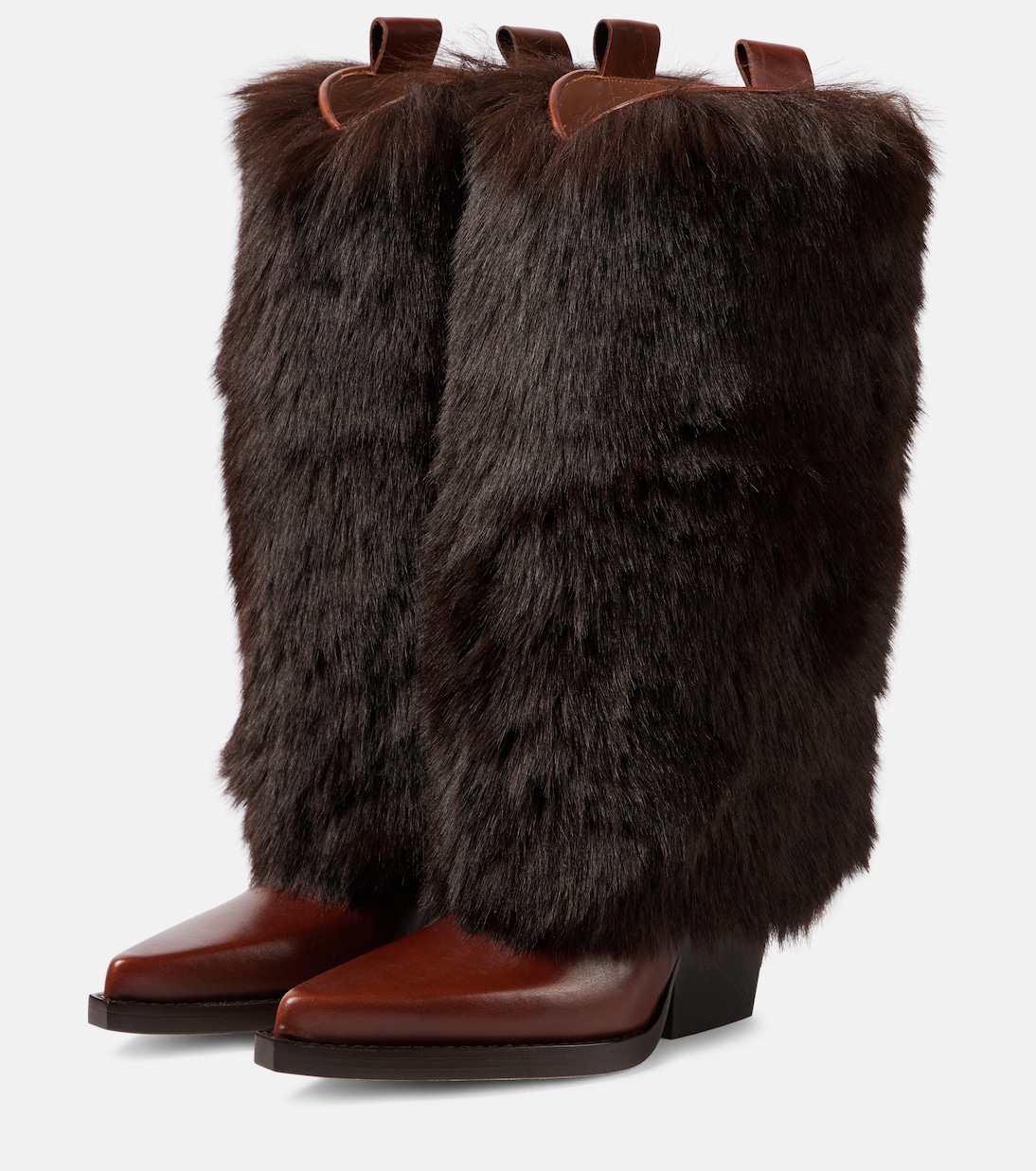 Faux fur and leather knee-high boots | Paris Texas