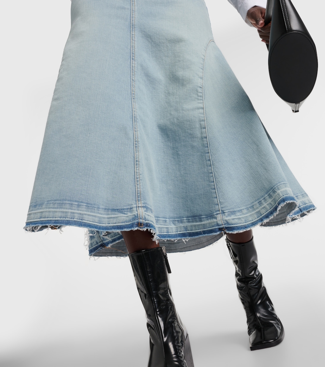Falda midi de denim de tiro alto | Ganni