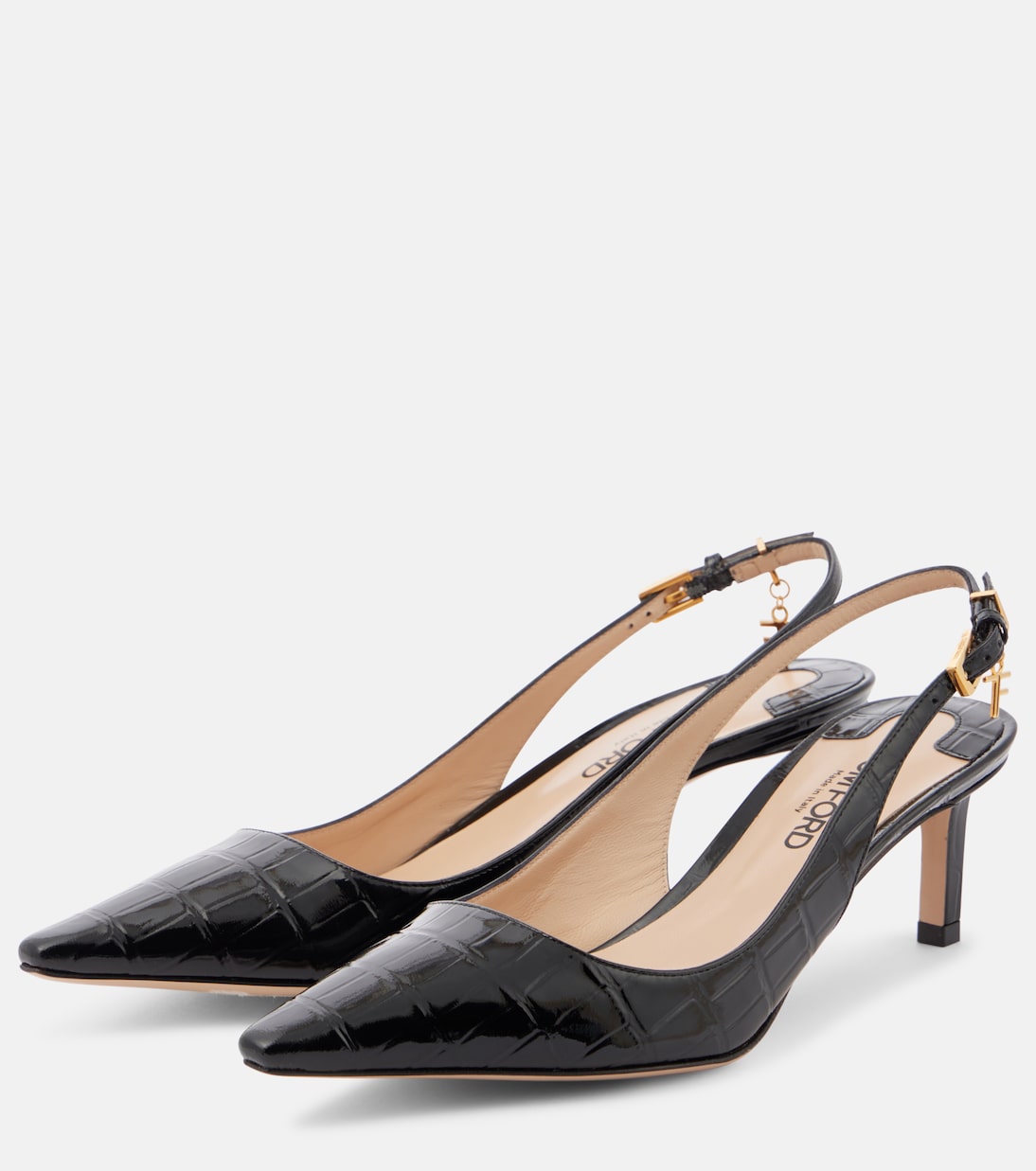 Angelina croc-effect leather slingback pumps | Tom Ford
