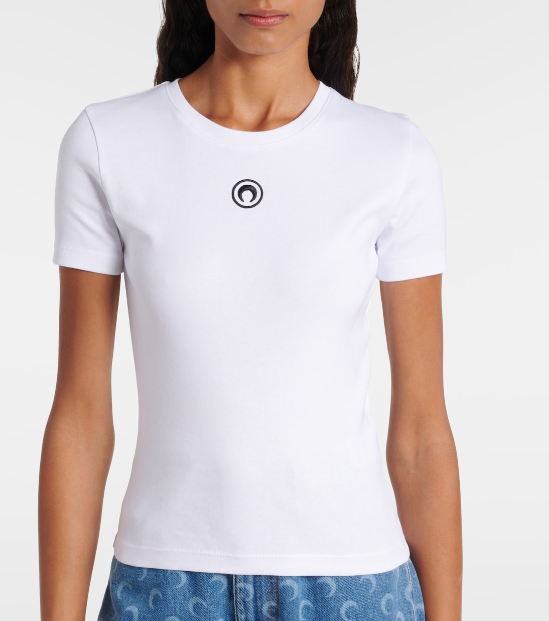 Logo cotton jersey T-shirt in white - Marine Serre | Mytheresa