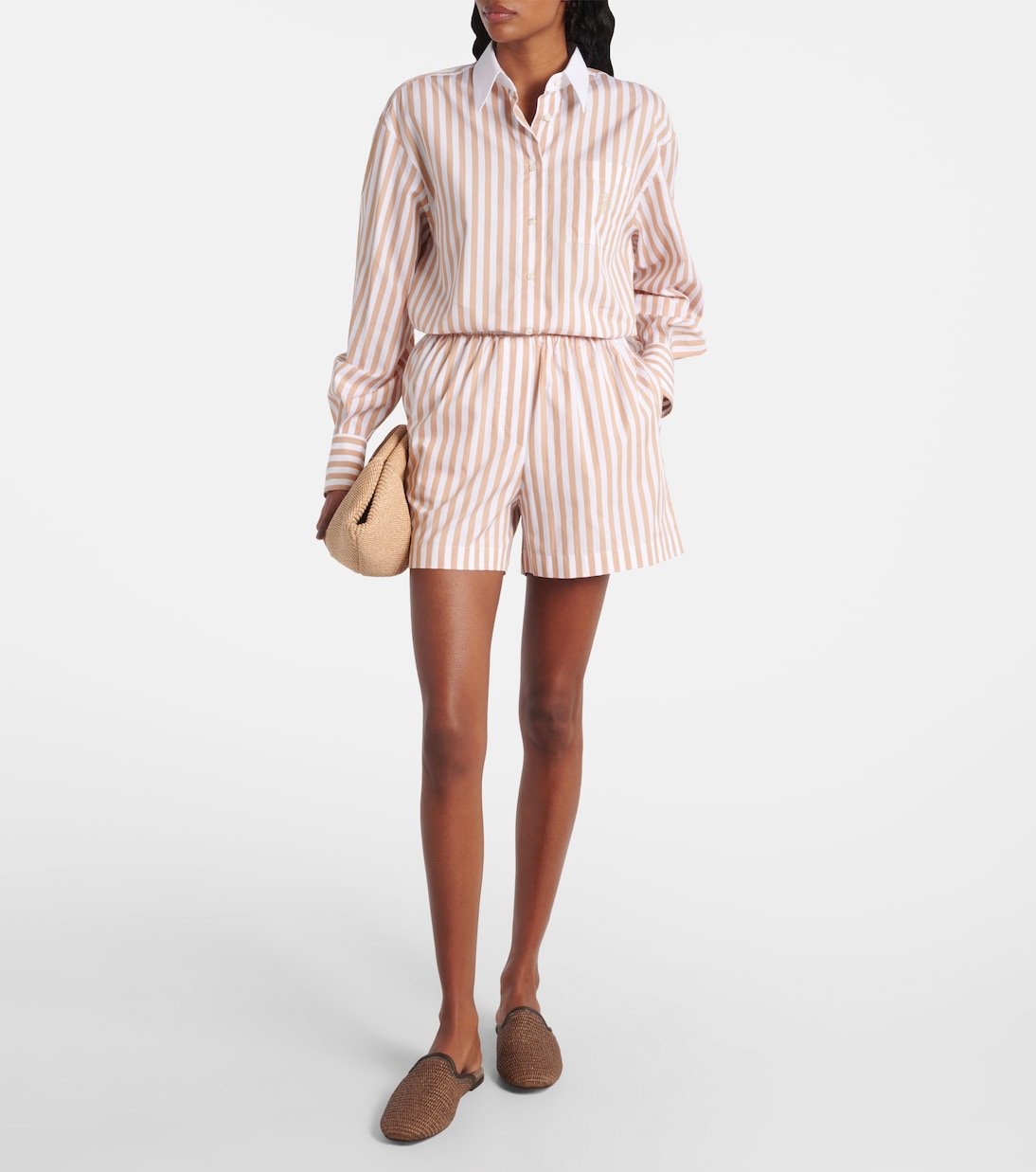 Camisa de algodón y seda a rayas | Brunello Cucinelli