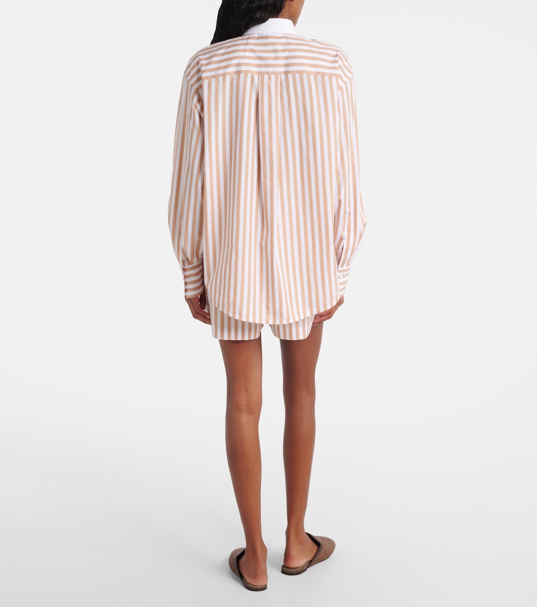 Camisa de algodón y seda a rayas | Brunello Cucinelli
