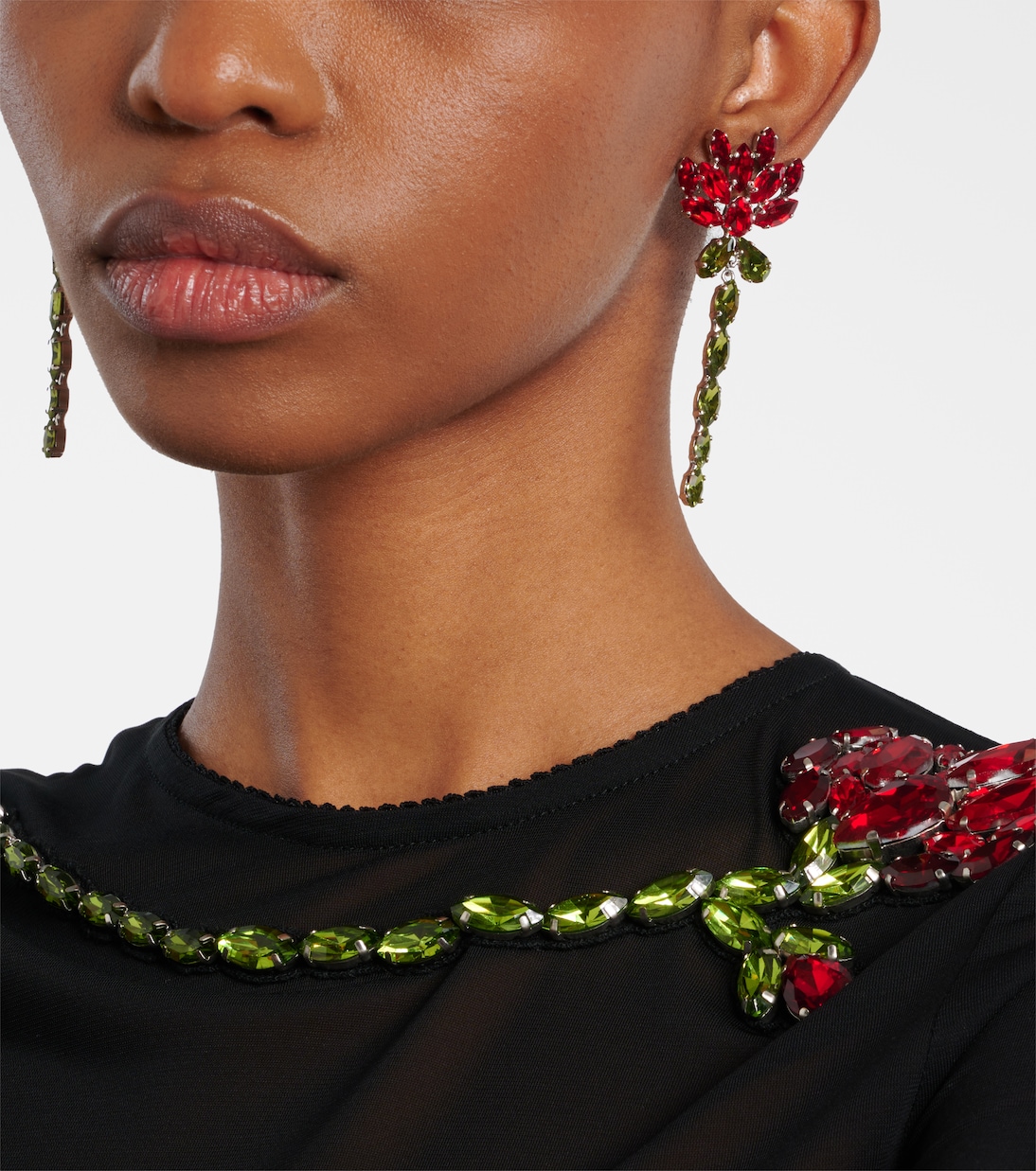 Orecchini pendenti con decorazioni floreali | Simone Rocha