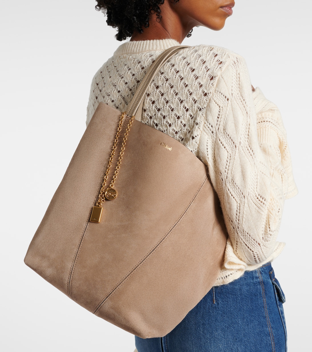 Chloé Spin Medium suede tote bag | Chloé
