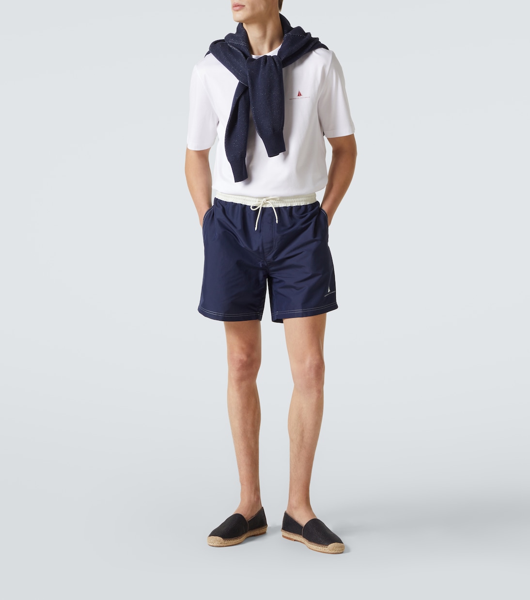 T-shirt in jersey di cotone con logo | Brunello Cucinelli