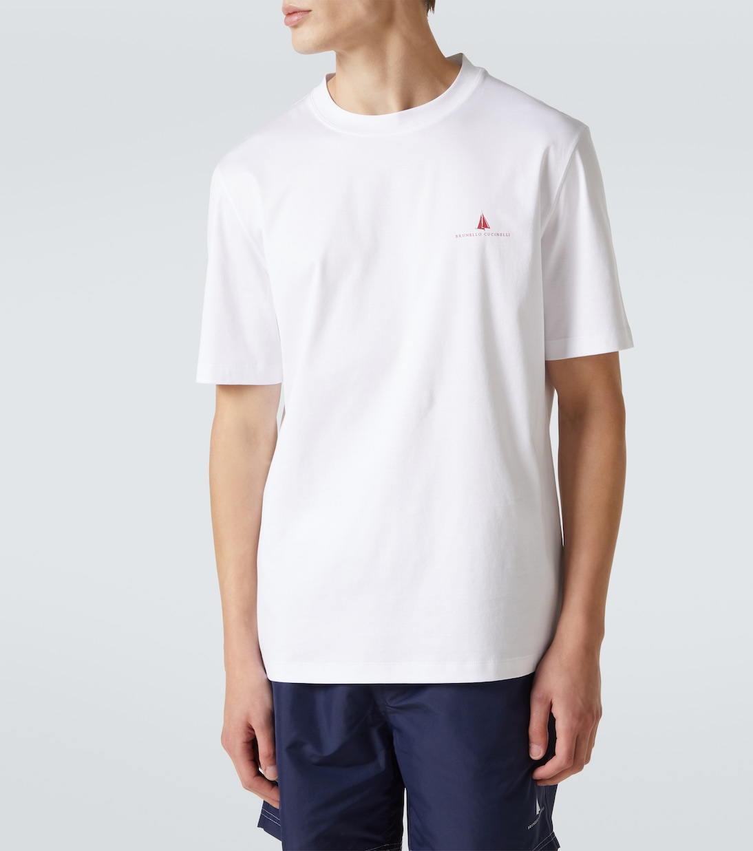 T-shirt in jersey di cotone con logo | Brunello Cucinelli