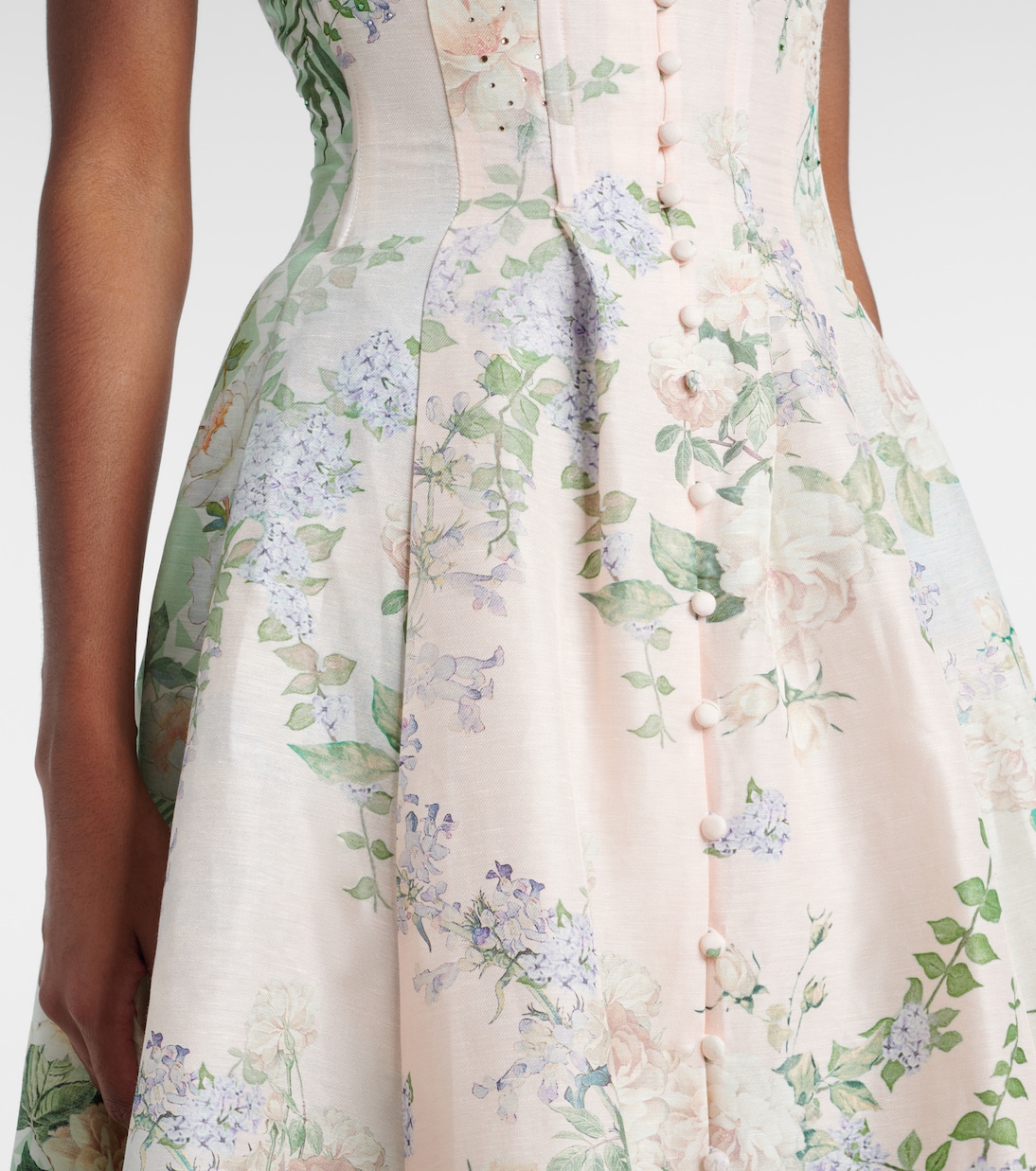 Abito bustier in lino e seta con cristalli | Camilla