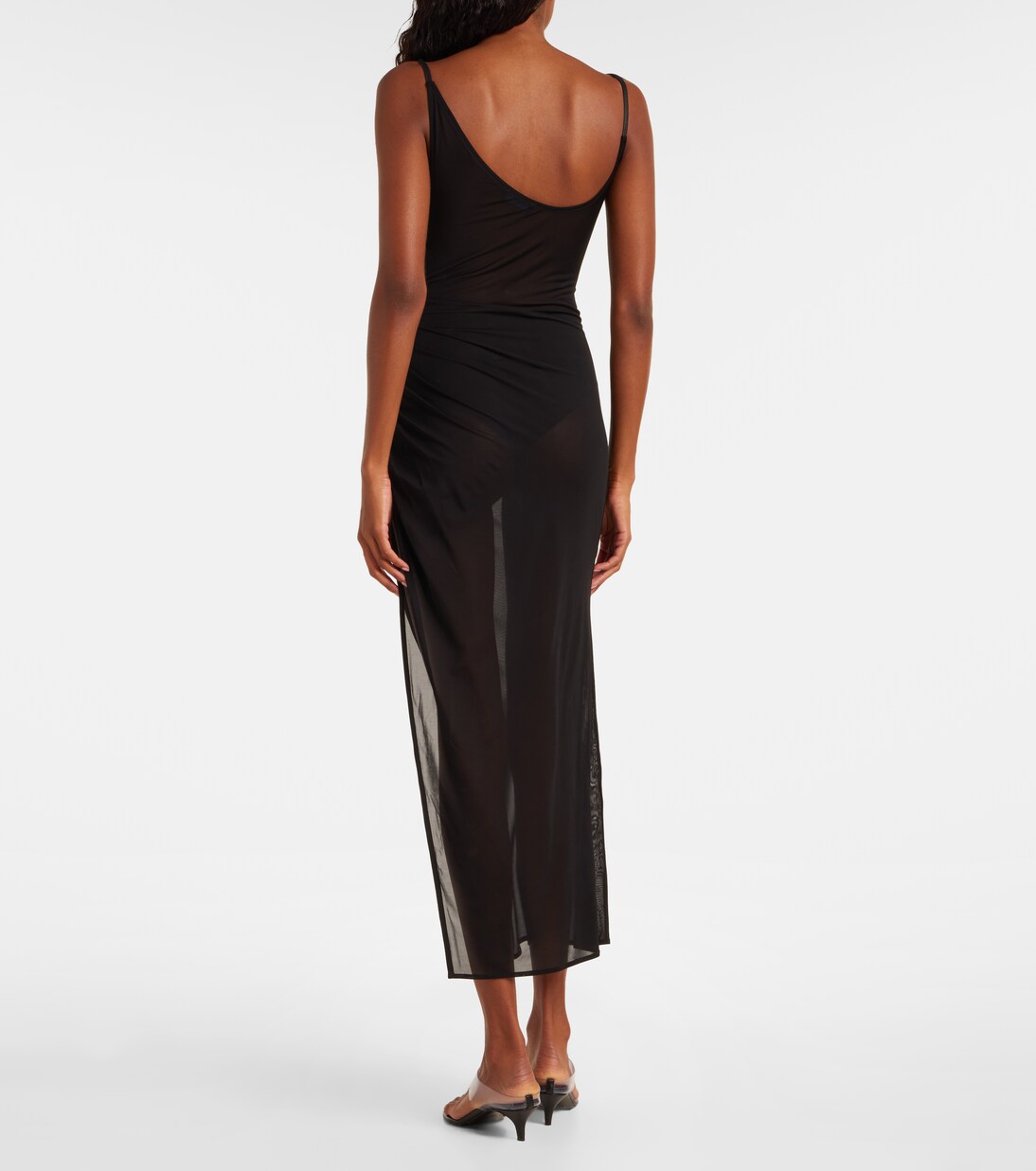 Asymmetrical sheer maxi dress | Mugler