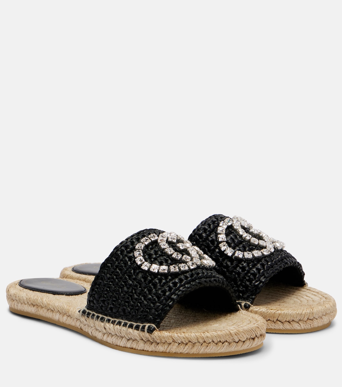GG embellished raffia espadrille slides | Gucci