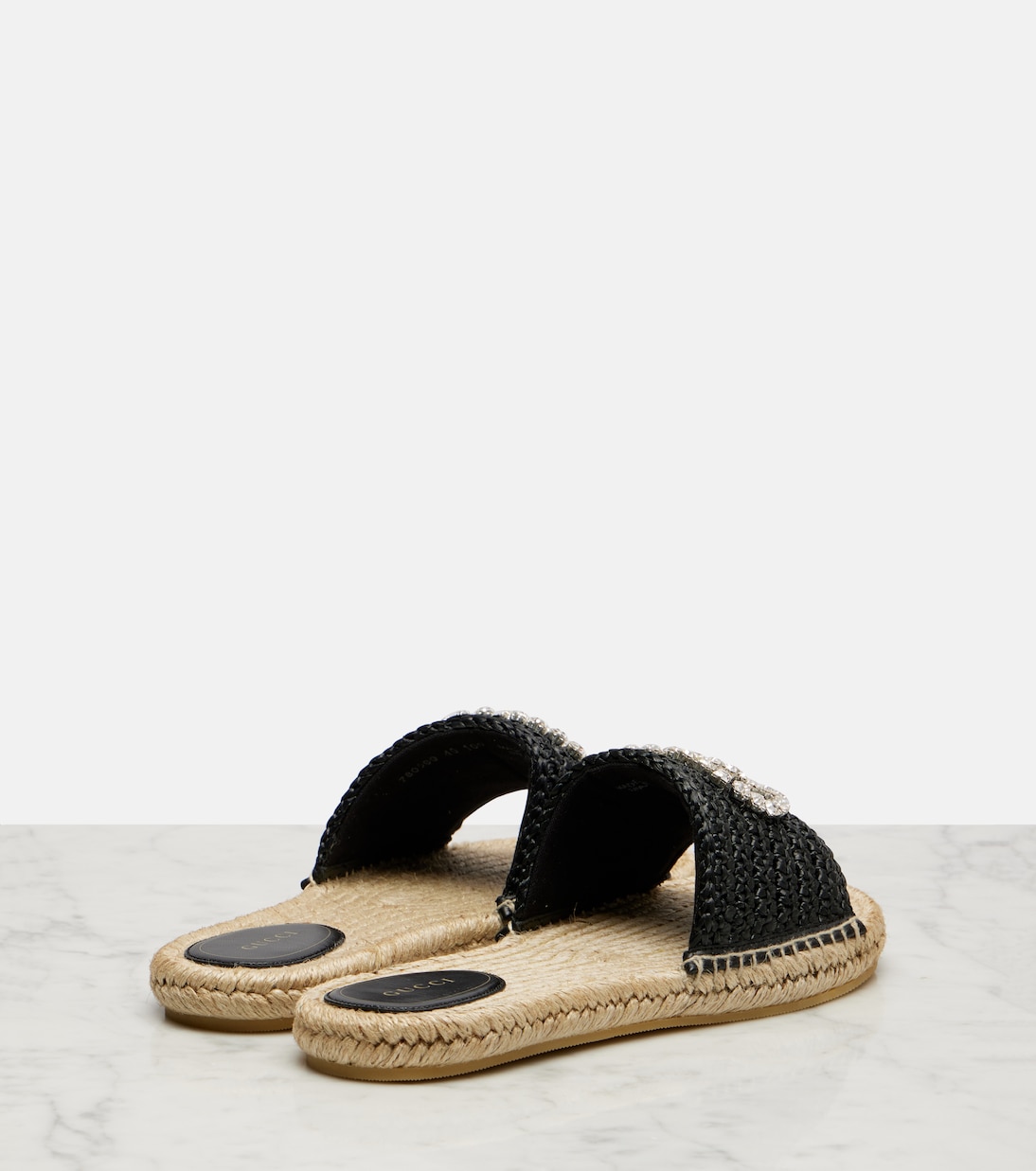 GG embellished raffia espadrille slides | Gucci
