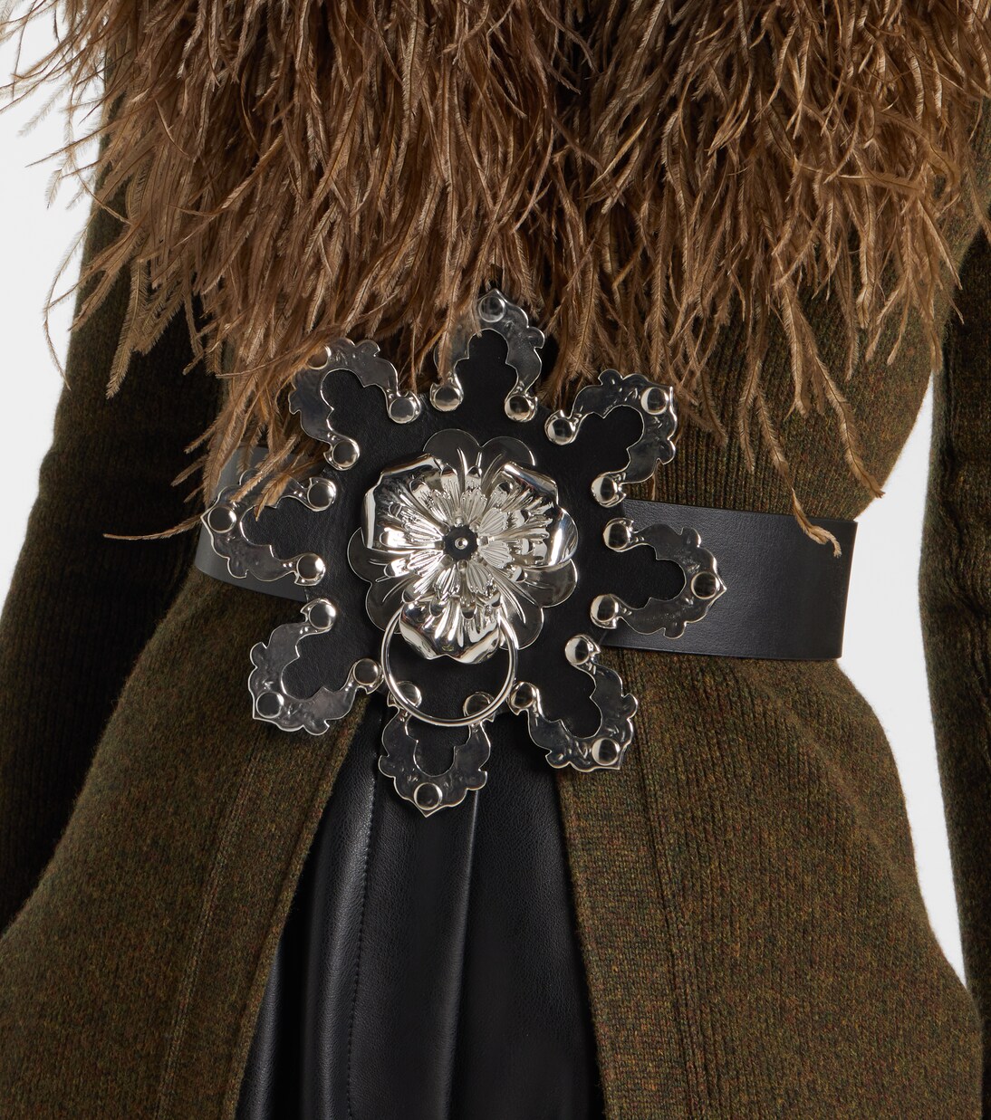 Floral leather belt | Blumarine